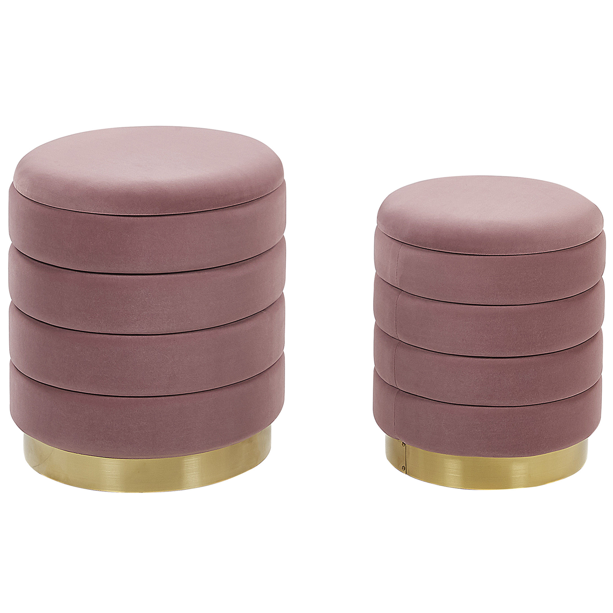Poef set van 2 fluweel roze GARLAND