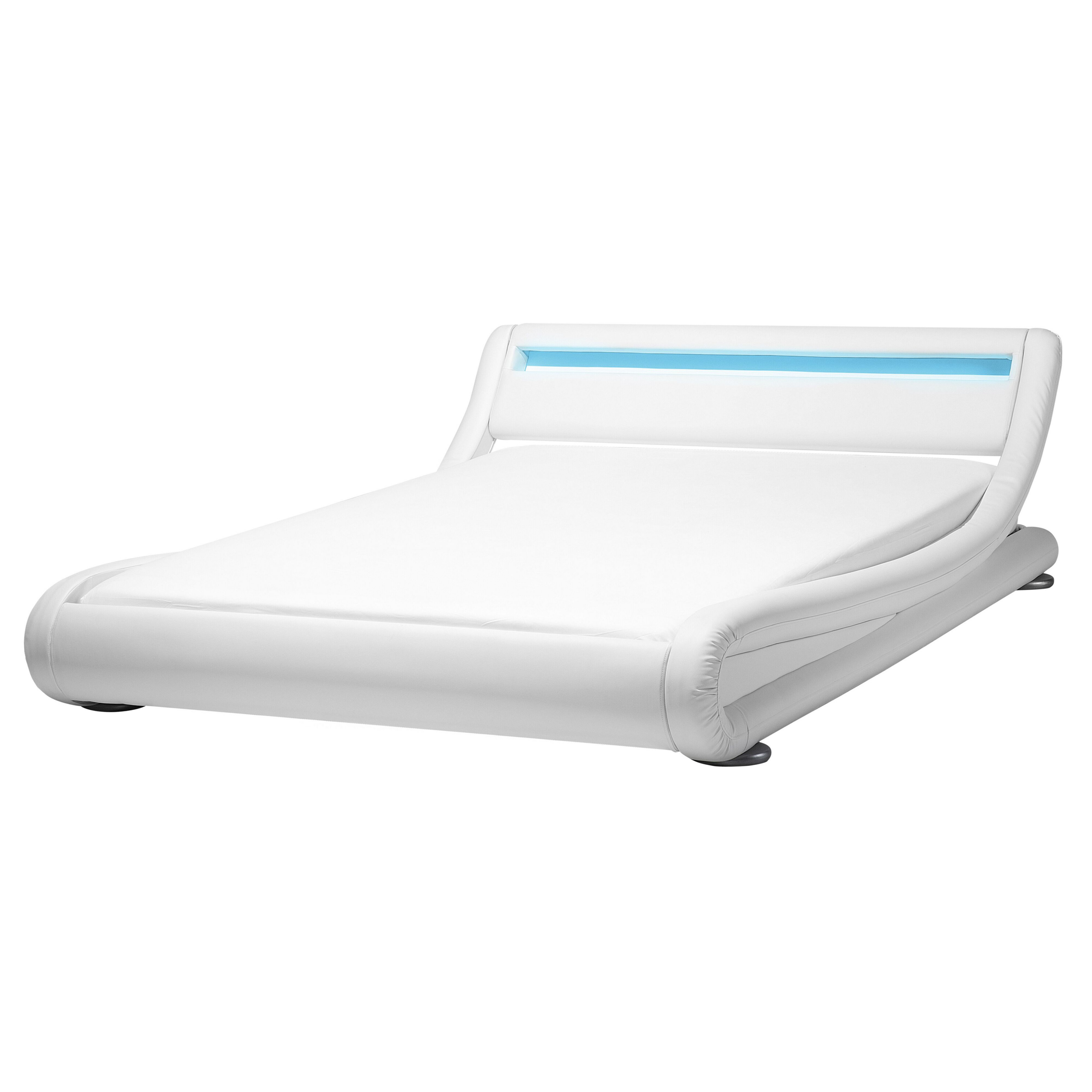 Waterbed met LED kunstleer wit 160 x 200 cm AVIGNON