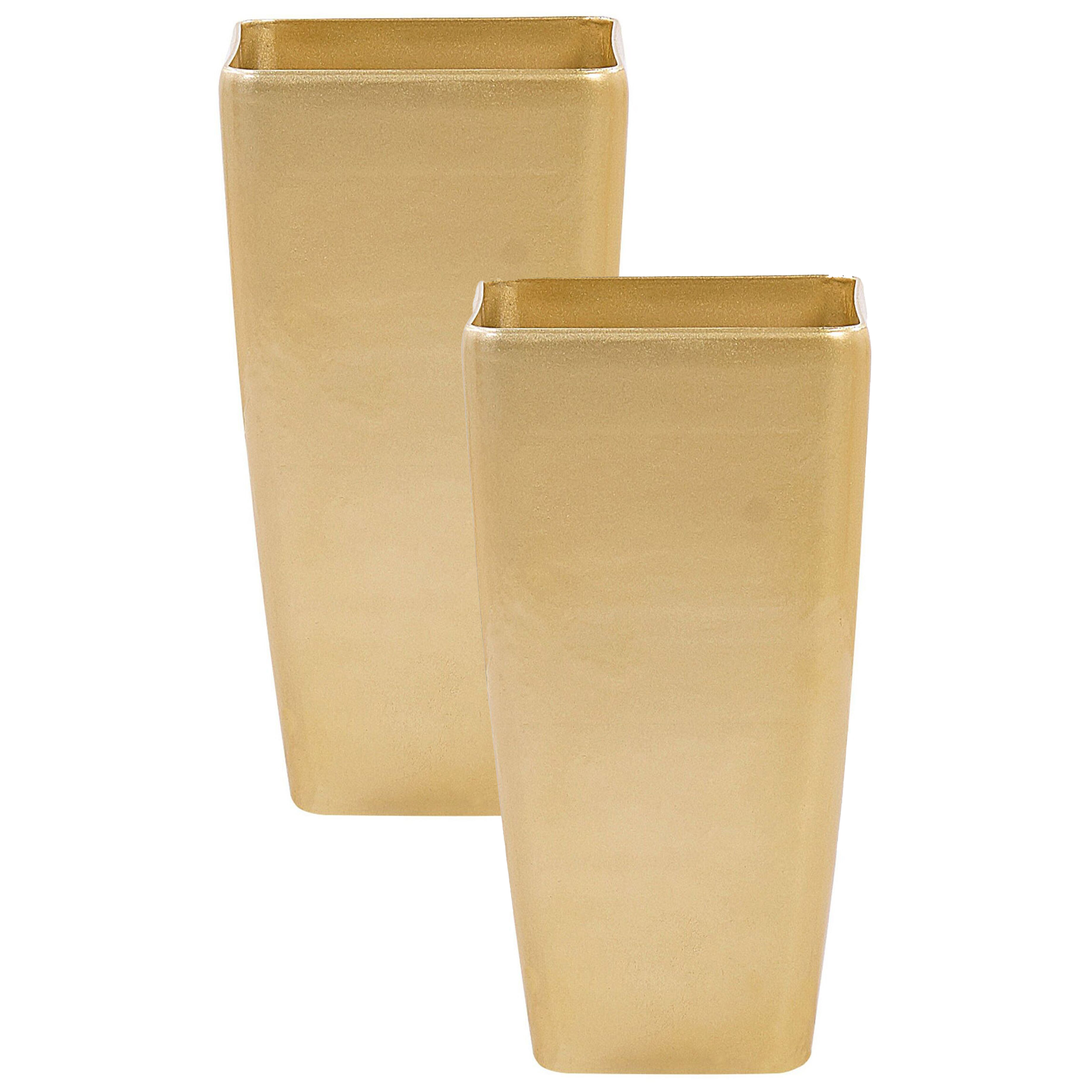 Bloempot set van 2 goud 30 x 30 x 57 cm MODI