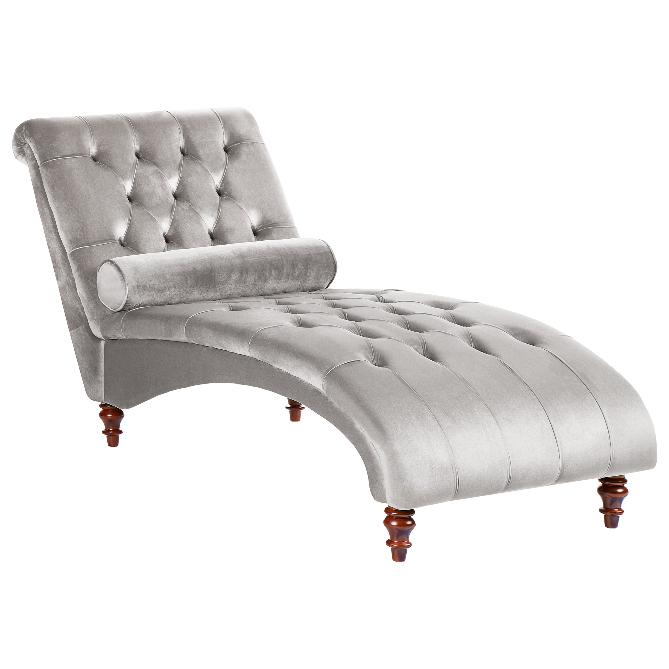 Chaise longue fluweel lichtgrijs MURET