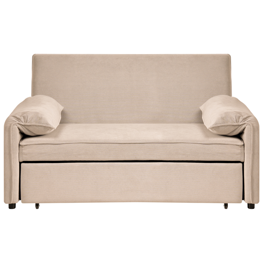 Divano letto in tessuto marrone chiaro con funzione letto pieghevole Divano minimalista