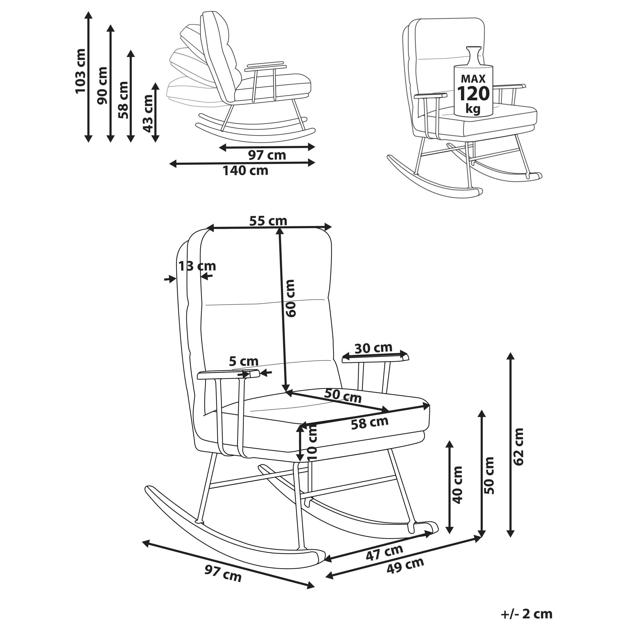Balansoar ESKELIN Reclinabil Boucle Bej [3]