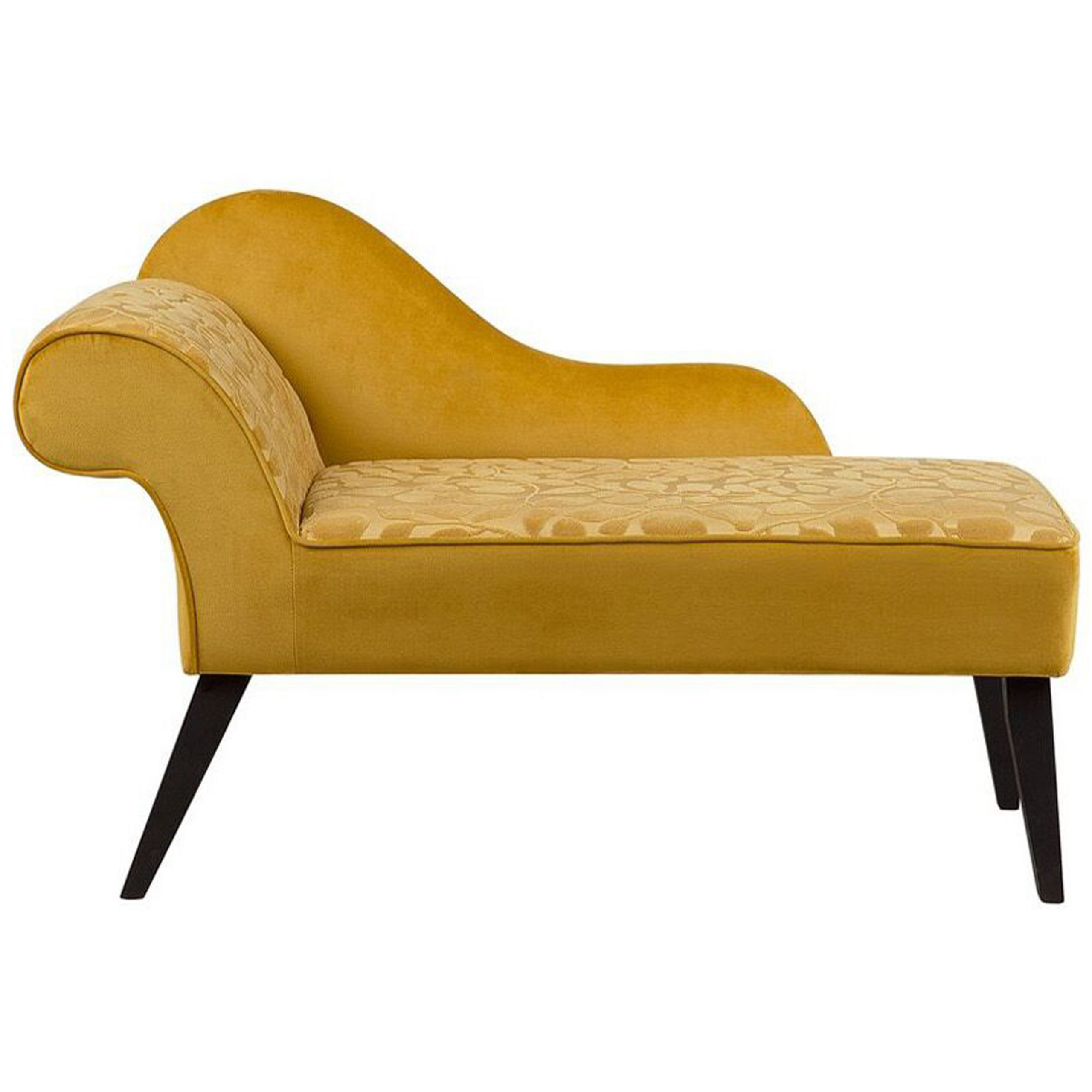 Chaise longue fluweel geel linkszijdig BIARRITZ