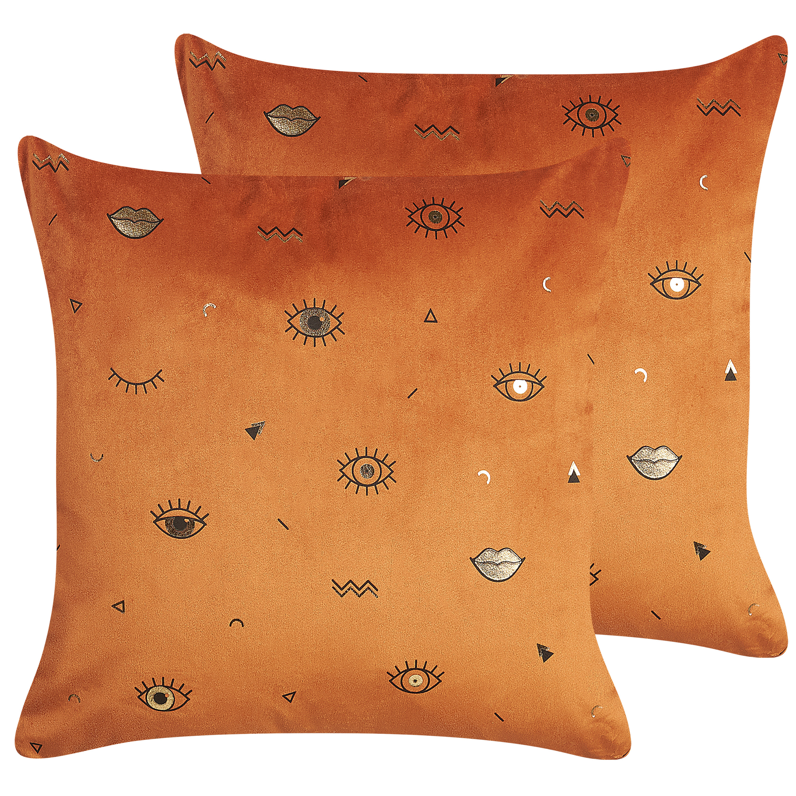 Set van 2 kussens Fluweel Oranje AEONIUM 45 x 45 cm