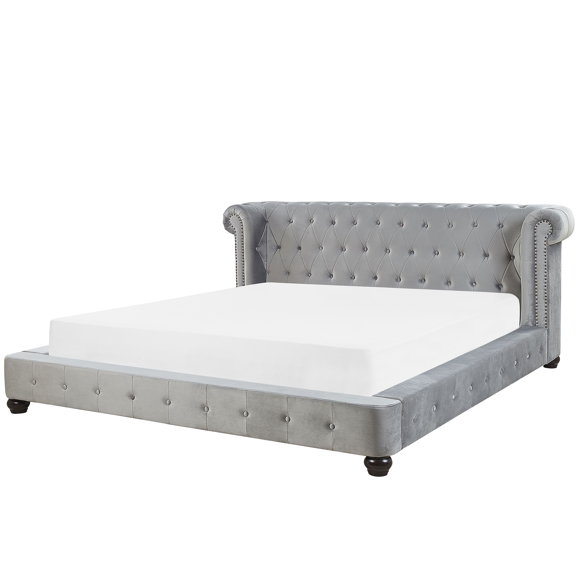 Waterbed fluweel grijs 180 x 200 cm CAVAILLON