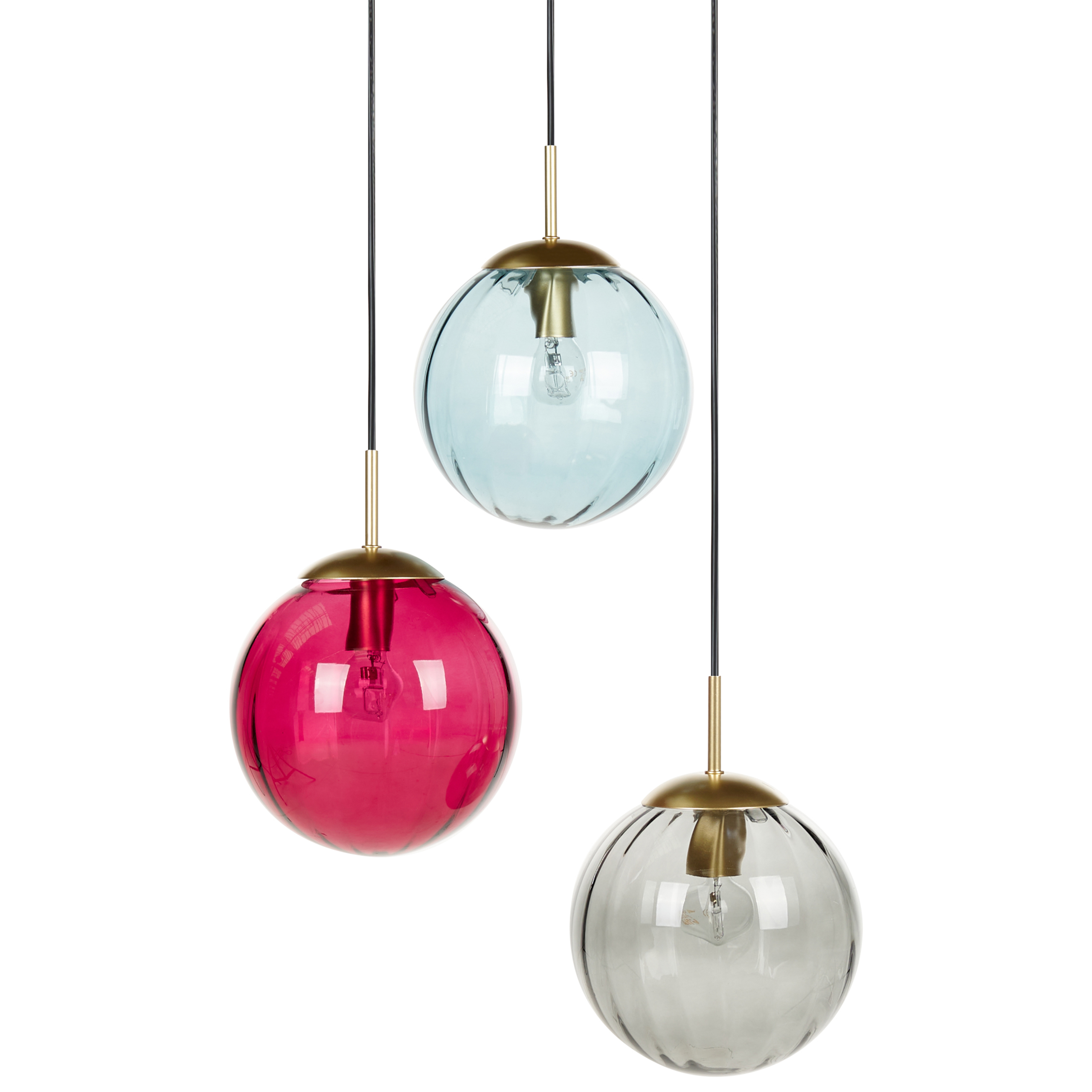 Hanglamp 3 lampen glas meerkleurig KANGAROO