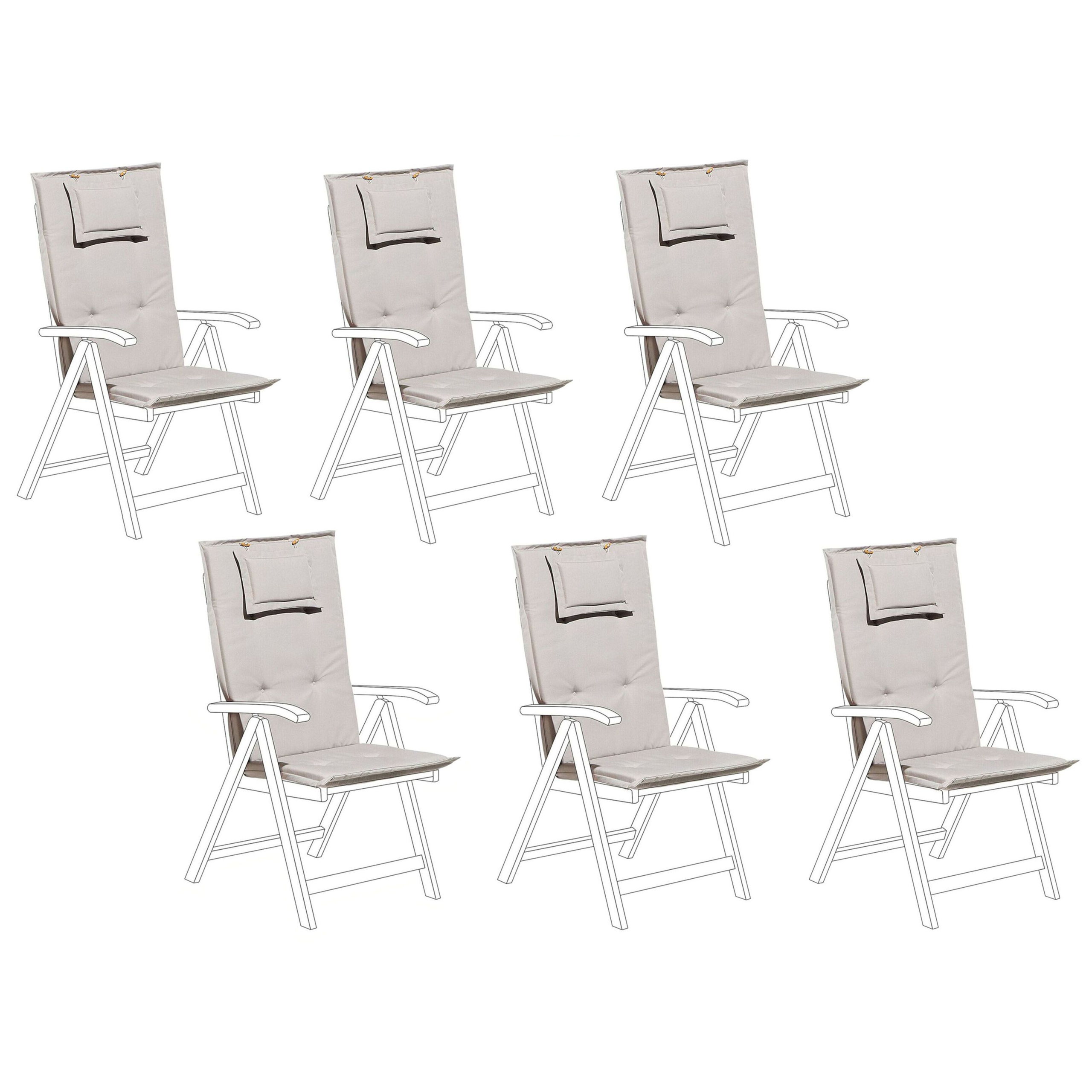 Kussen voor stoel set van 6 taupe TOSCANA/JAVA