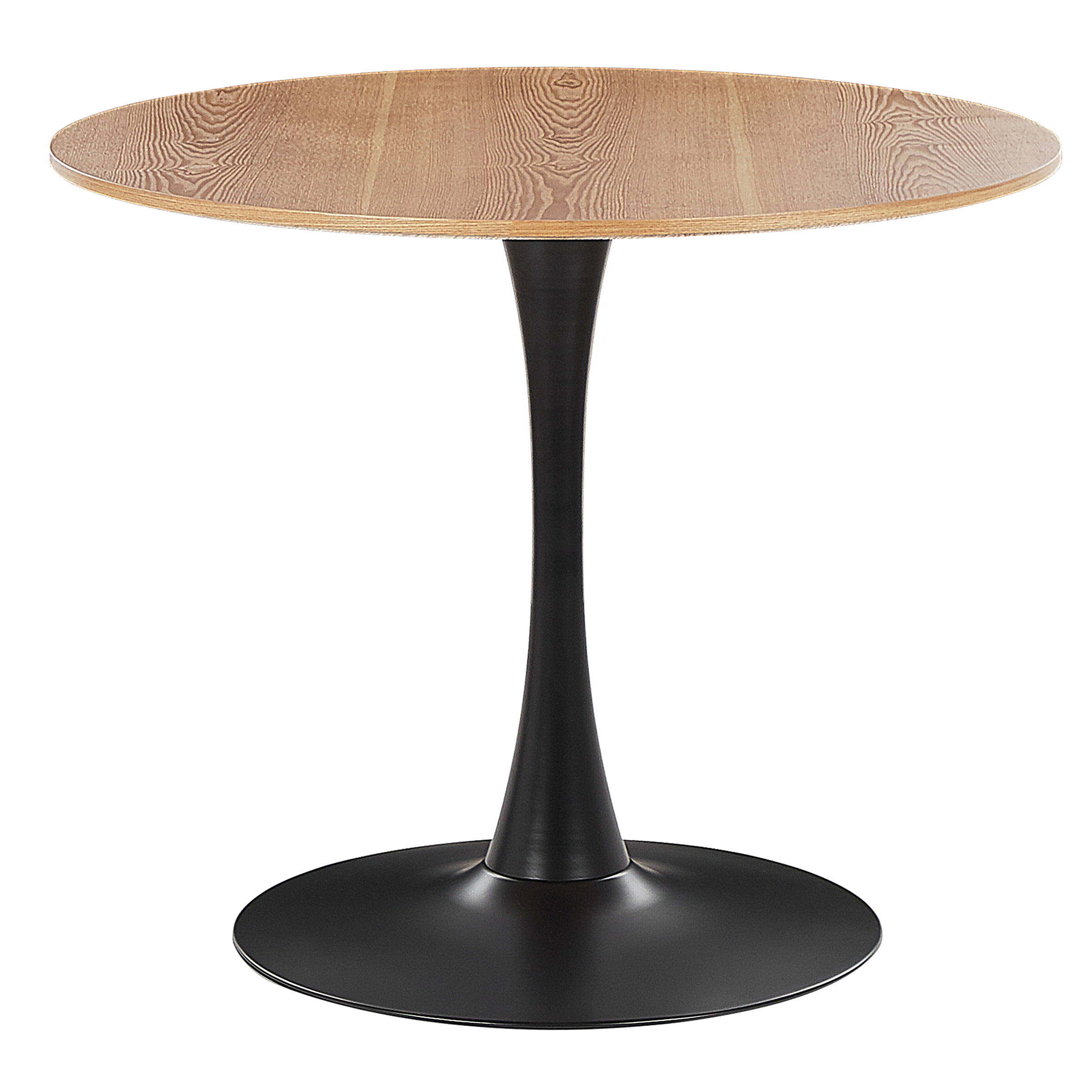 Beliani - Mesa de jantar redonda castanho claro e preto ⌀ 90 cm BOCA