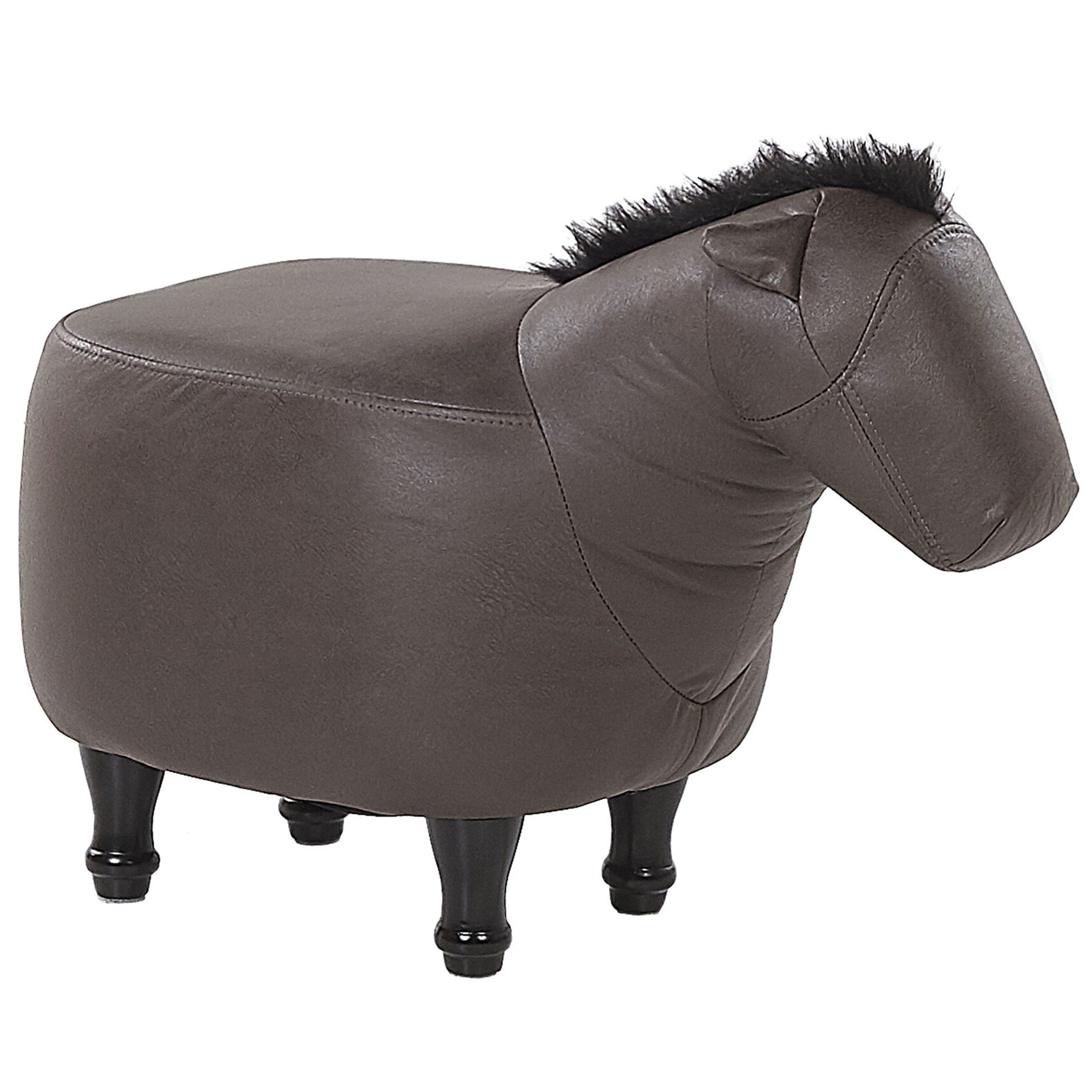 Hocker kunstleer donkerbruin HORSE