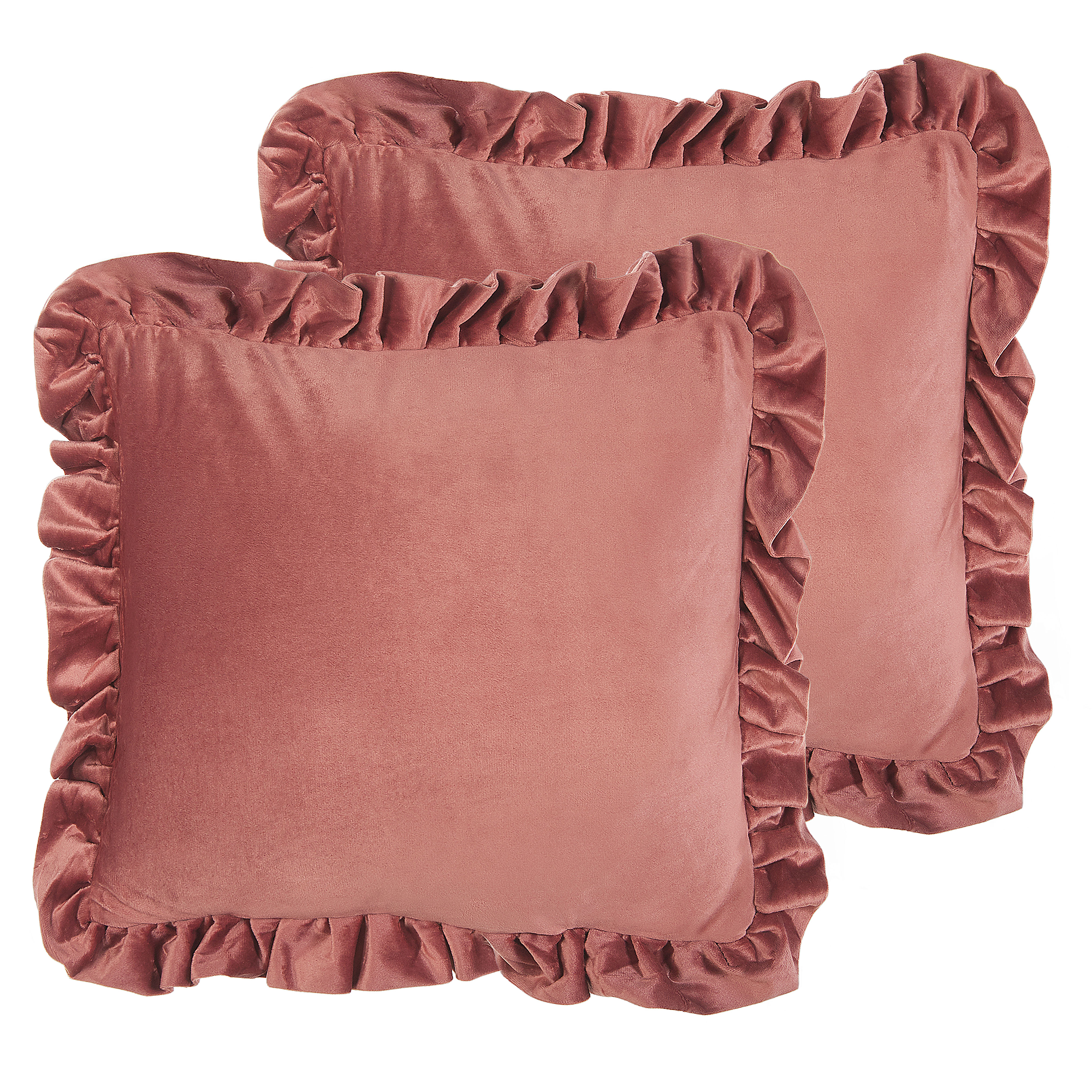 Set van 2 kussens Fluweel Roze KALANCHOE 45 x 45 cm