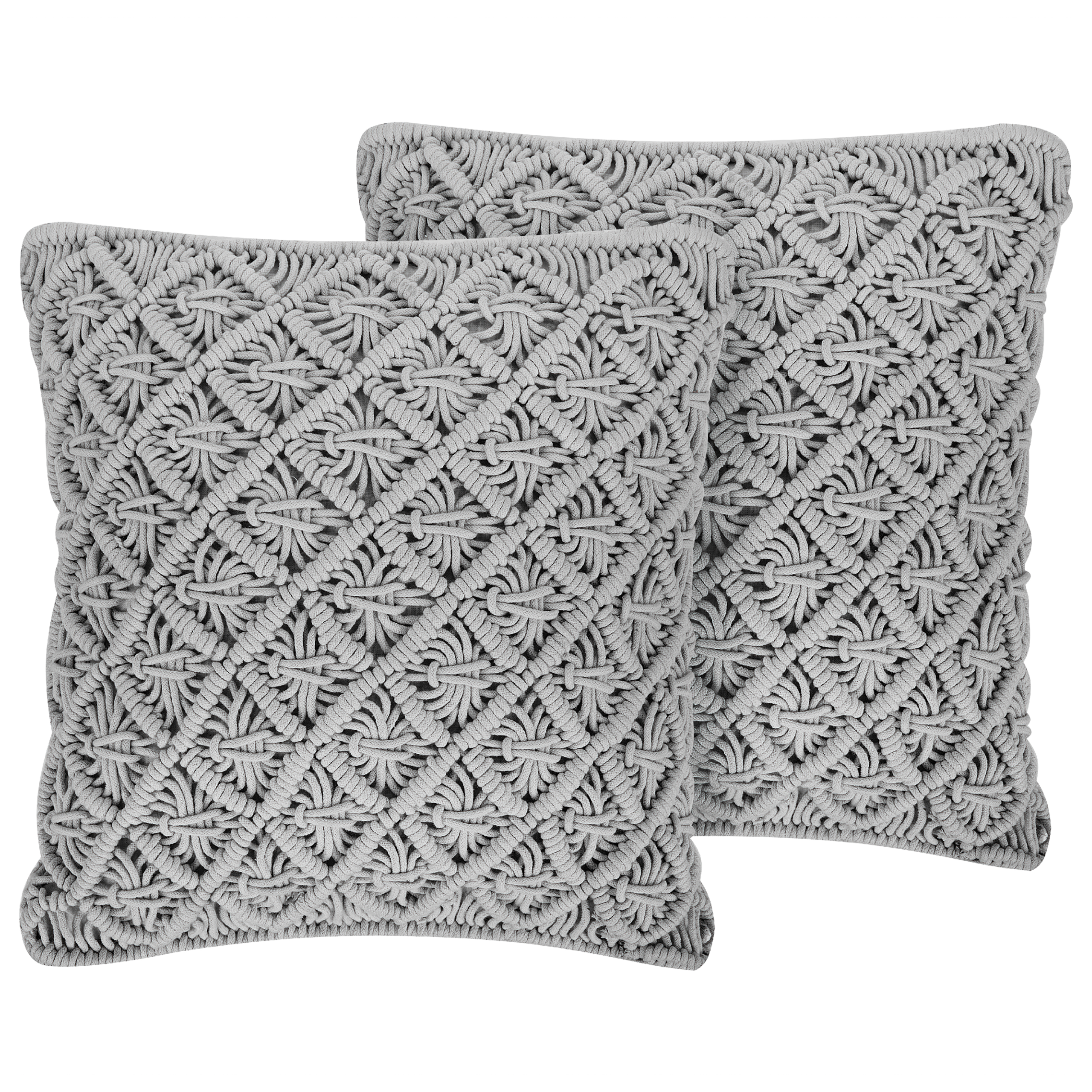 Set van 2 kussens Macramé Katoen Grijs KIZKALESI 45 x 40 cm