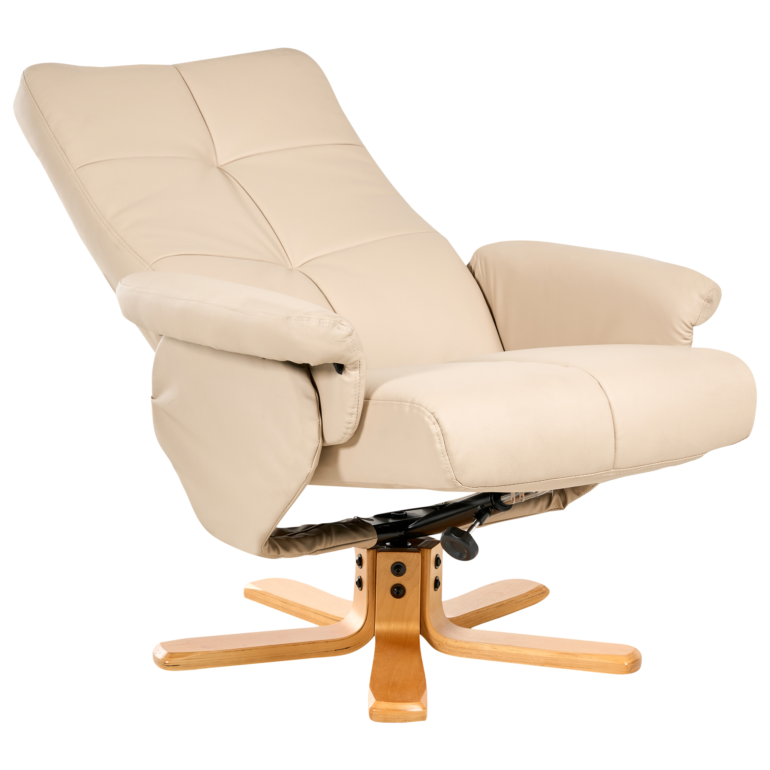 Fotoliu cu recliner EPSE cu taburet Piele ecologică Bej [5]