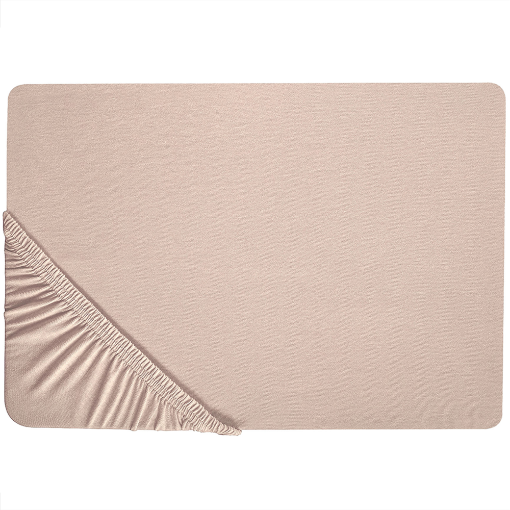 Image of Lenzuolo con angoli cotone beige 200 x 200 cm coprimaterasso elasticizzato modello classico a tinta unita camera da letto classica