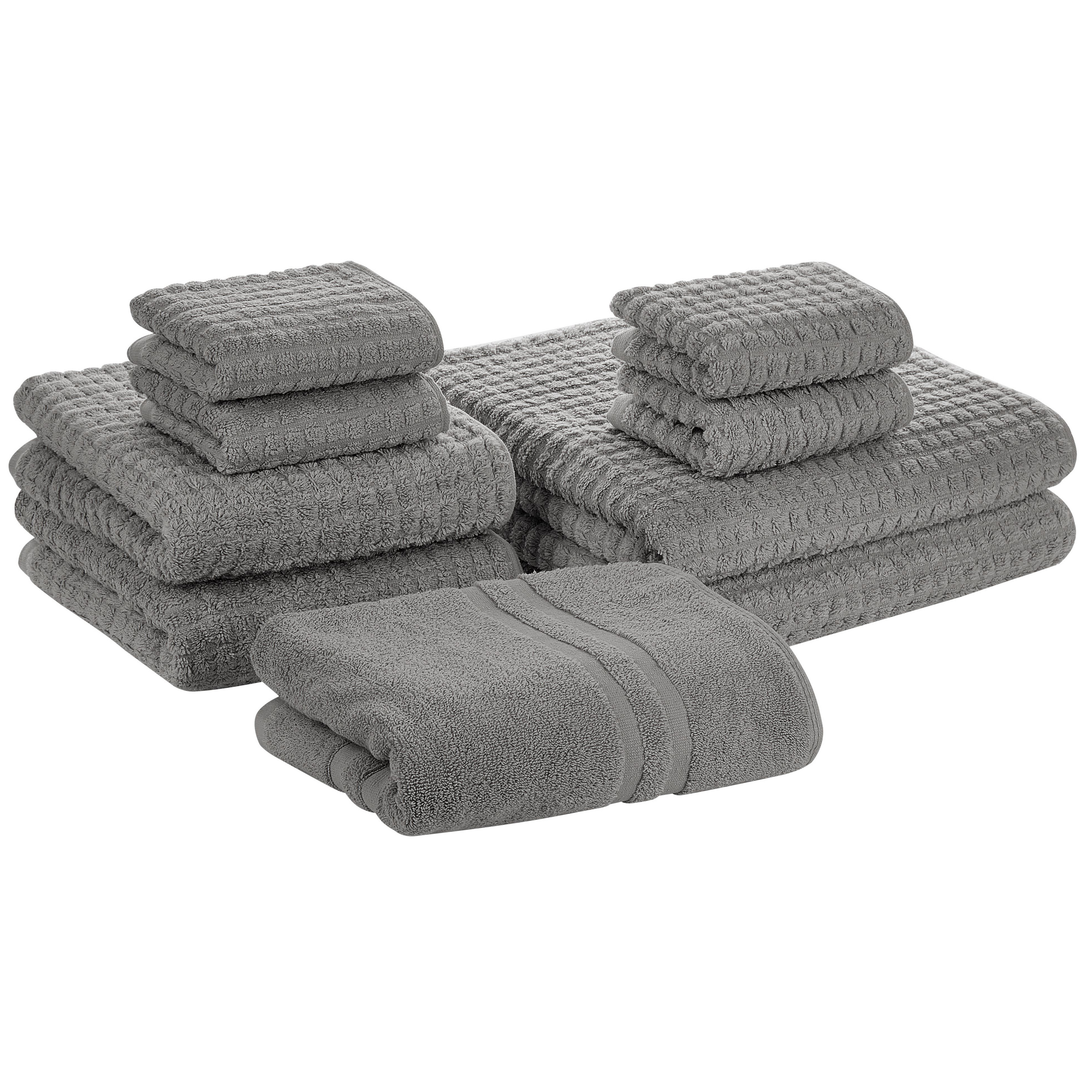 Handdoek set van 9 katoen grijs ATAI
