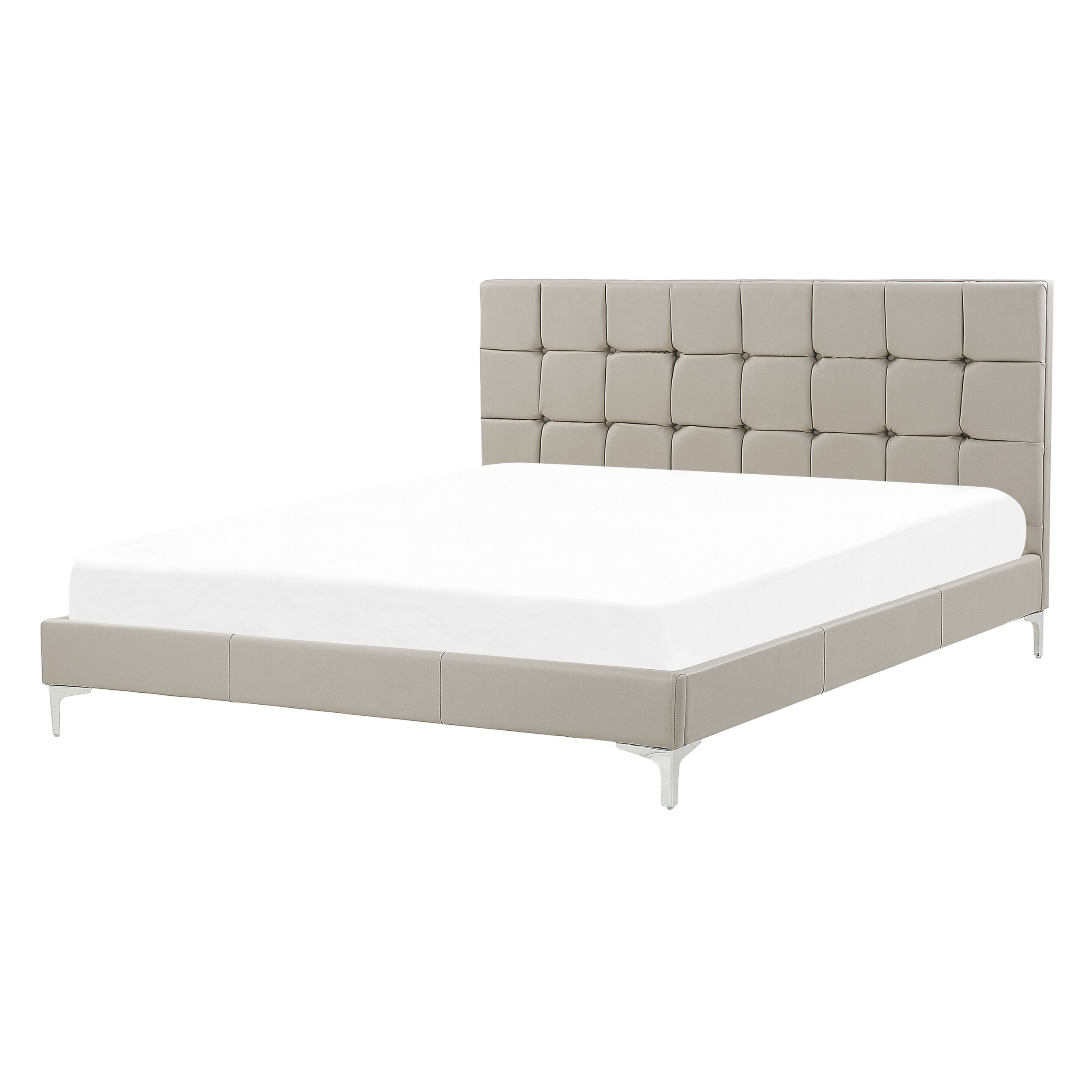 Bed kunstleer taupe 140 x 200 cm AMBERT