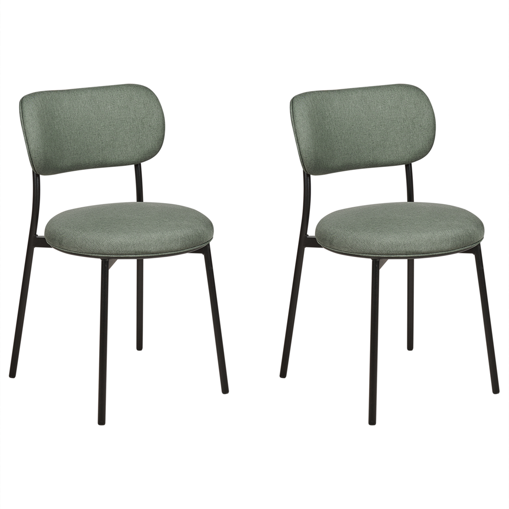 Set di 2 sedie da pranzo Verde Sedute in poliestere Gambe in metallo senza braccioli per la sala da pranzo Cucina
