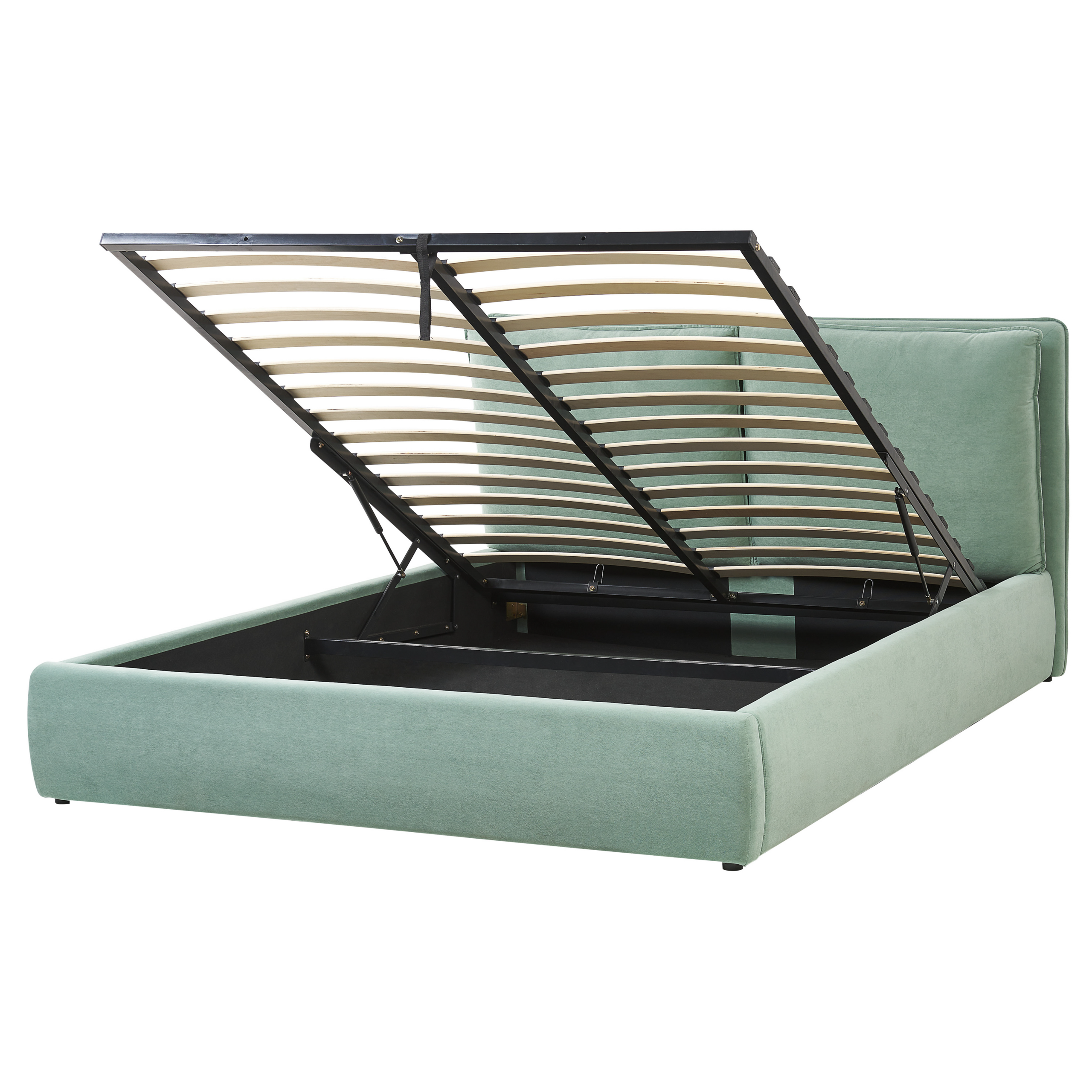 Bed met opbergruimte fluweel mintgroen 160 x 200 cm BAJONNA