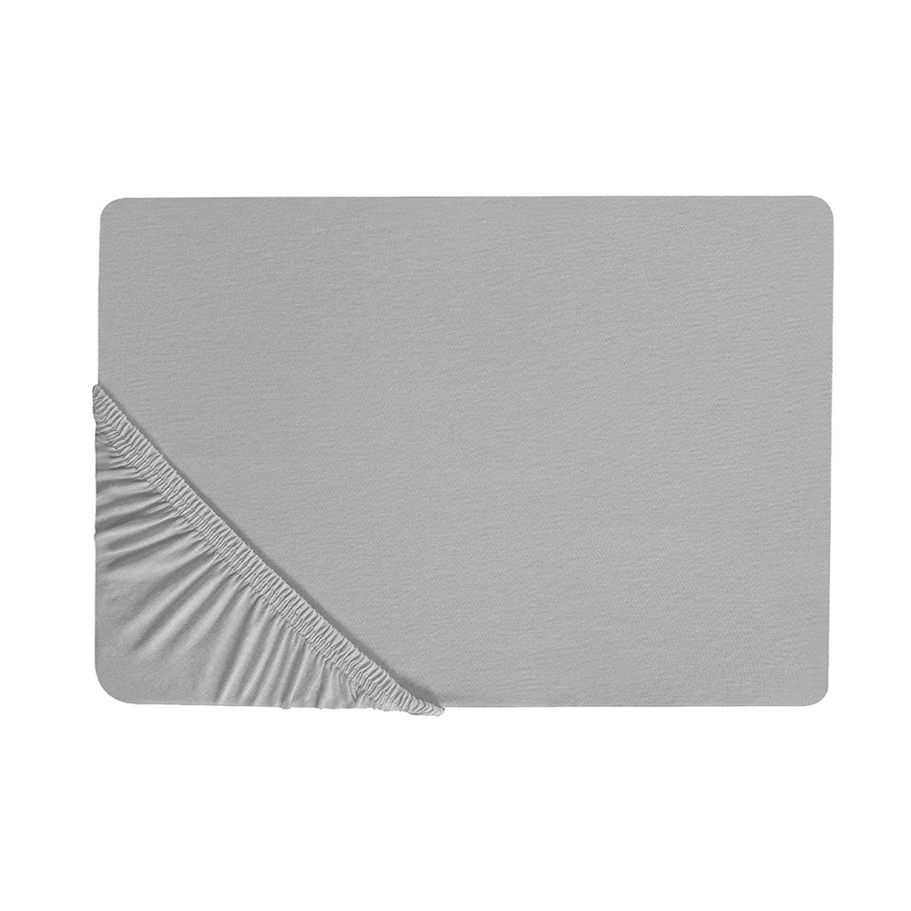 Image of Lenzuolo con angoli cotone grigio chiaro 200 x 200 cm coprimaterasso elasticizzato modello classico a tinta unita camera da letto classica