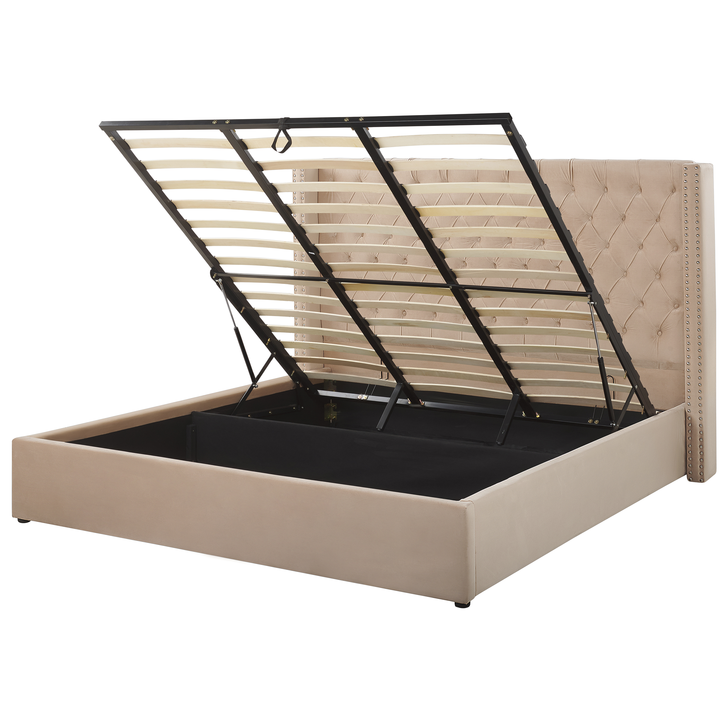 Bed met opbergruimte fluweel beige 180 x 200 cm LUBBON