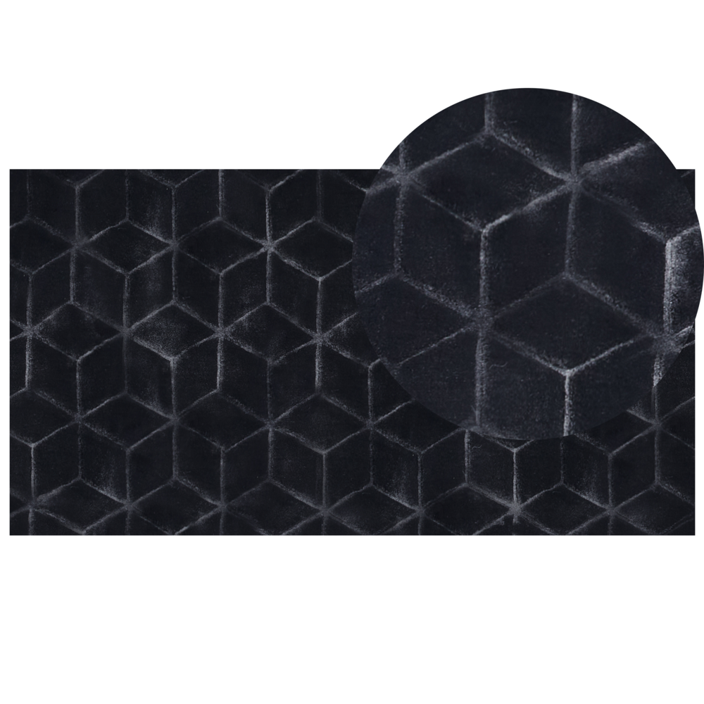Image of Tappeto in finta pelliccia di coniglio nero Pelliccia artificiale di poliestere 80 x 150 cm Tappeto morbido Shaggy ad alto pelo