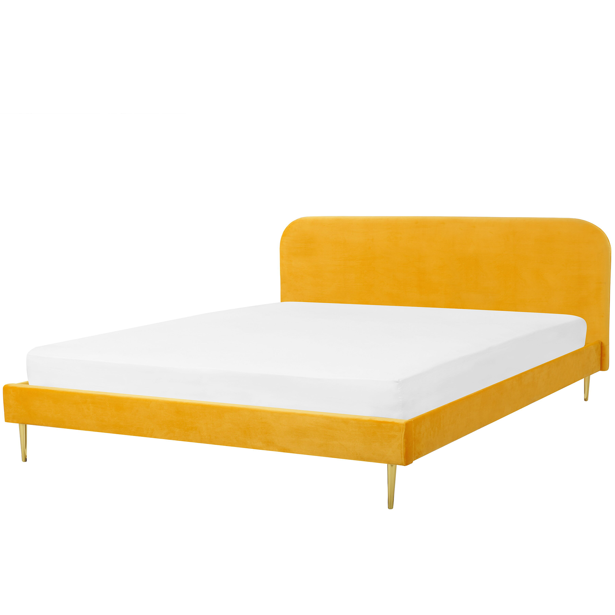 Bed fluweel geel 180 x 200 cm FLAYAT