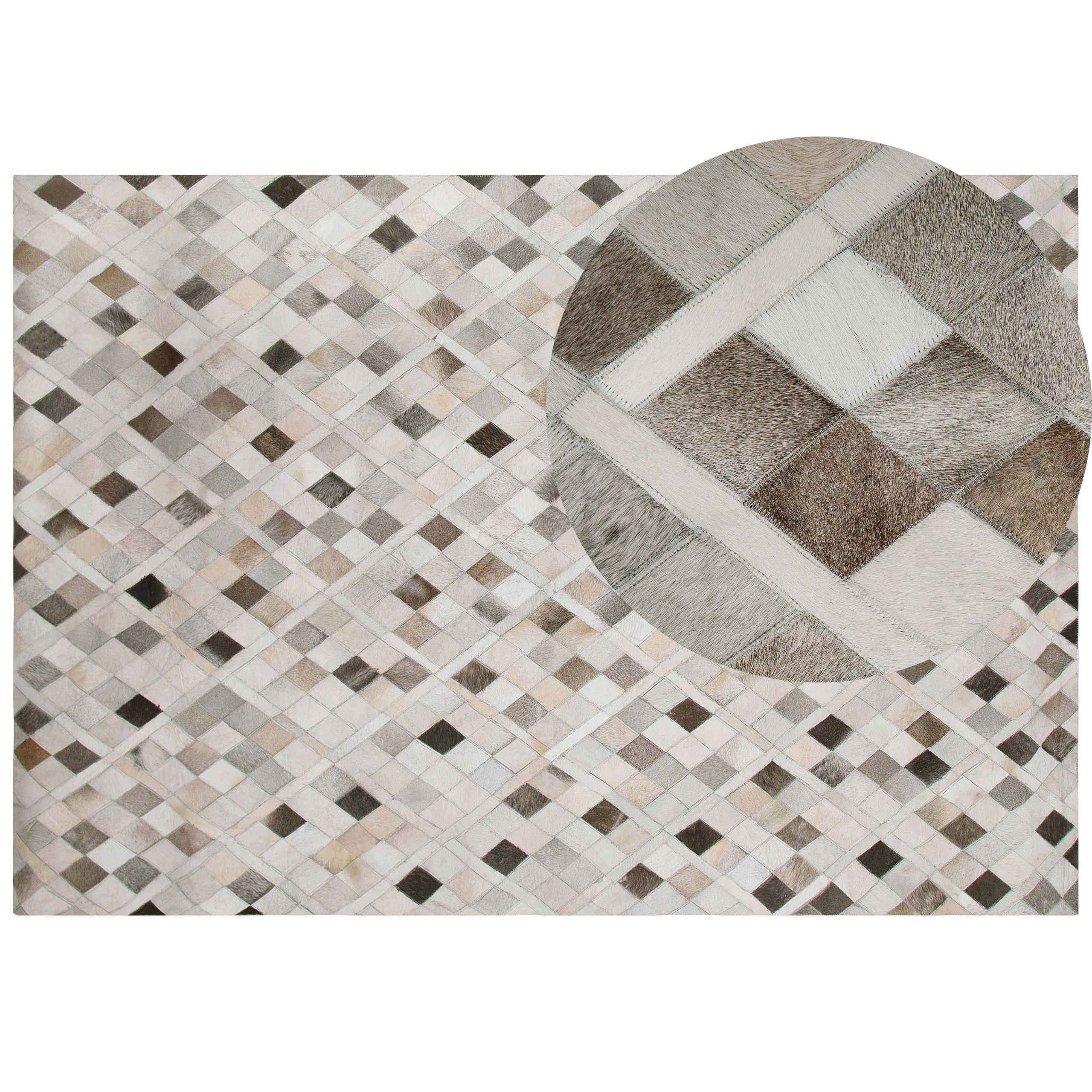 Vloerkleed leer grijs 160 x 230 cm HIRKA