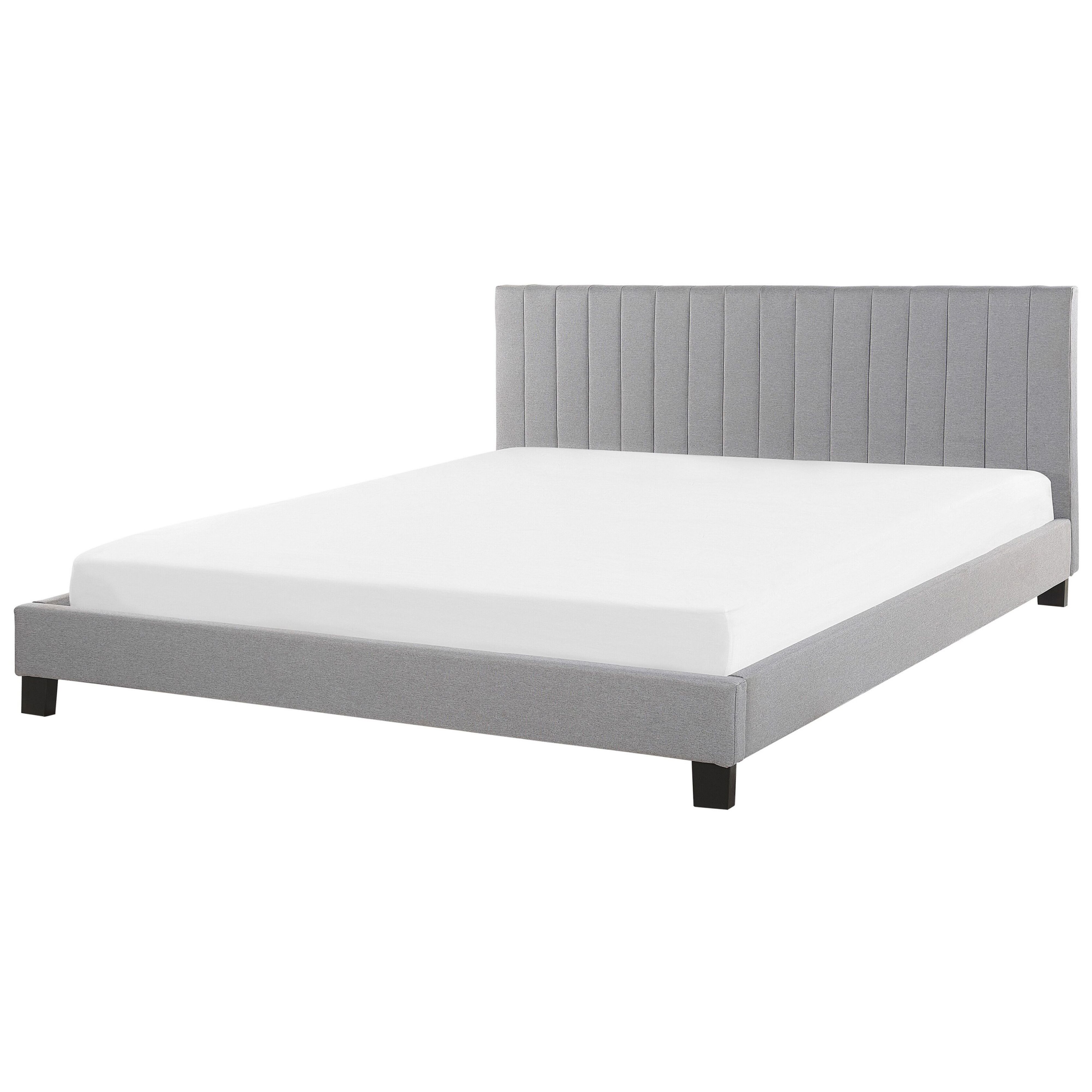 Beliani - Cama de casal em tecido cinzento claro 180 x 200 cm POITIERS