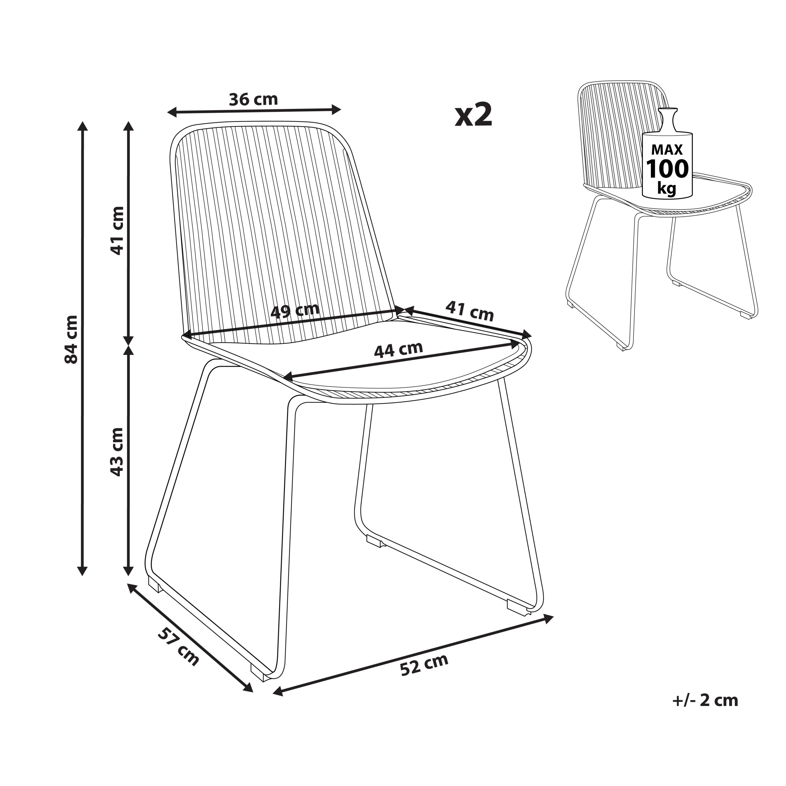 Set de 2 scaune dining PENSACOLA Metal Negru [3]