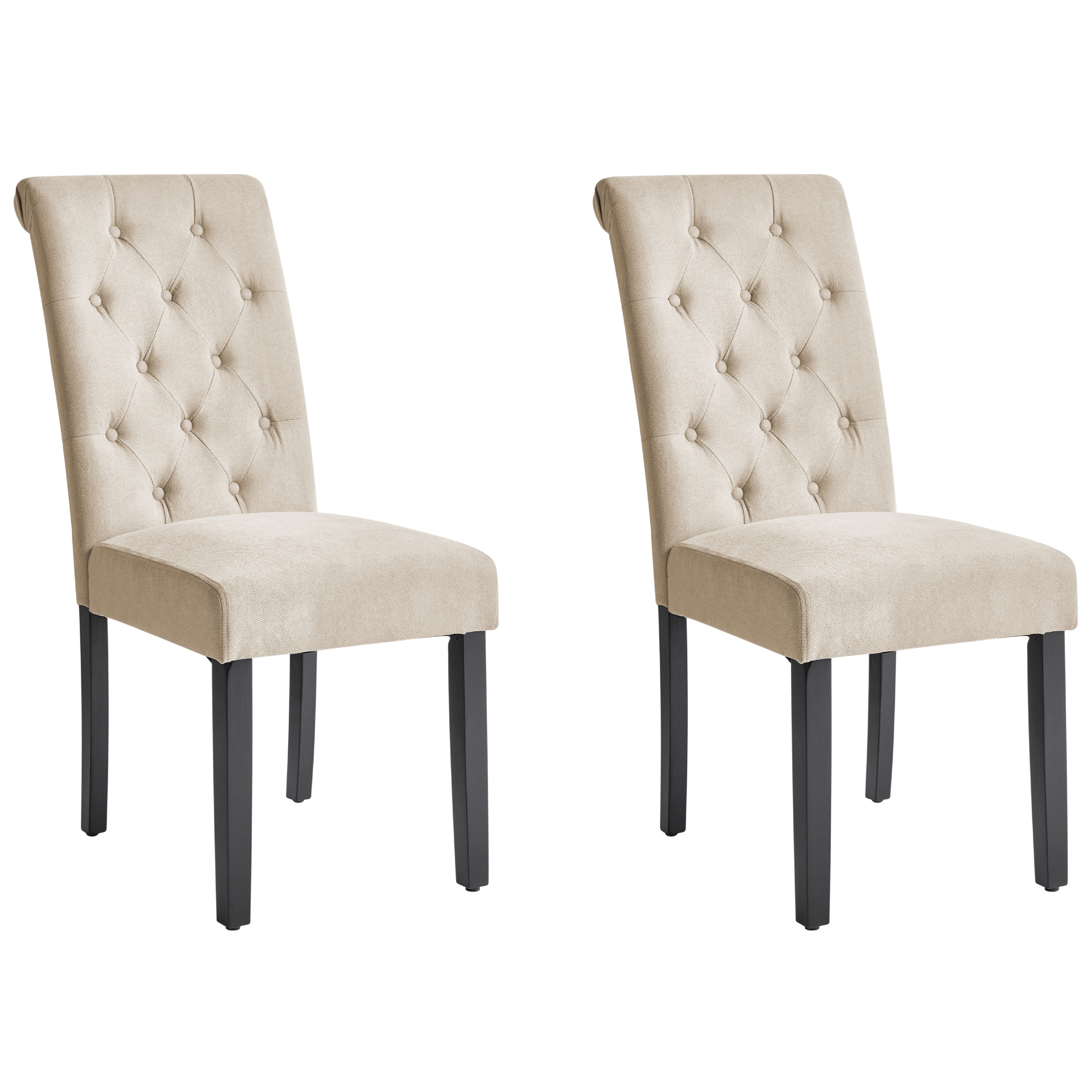 Eetkamerstoel Set van 2 Stof Zandbeige VELVA