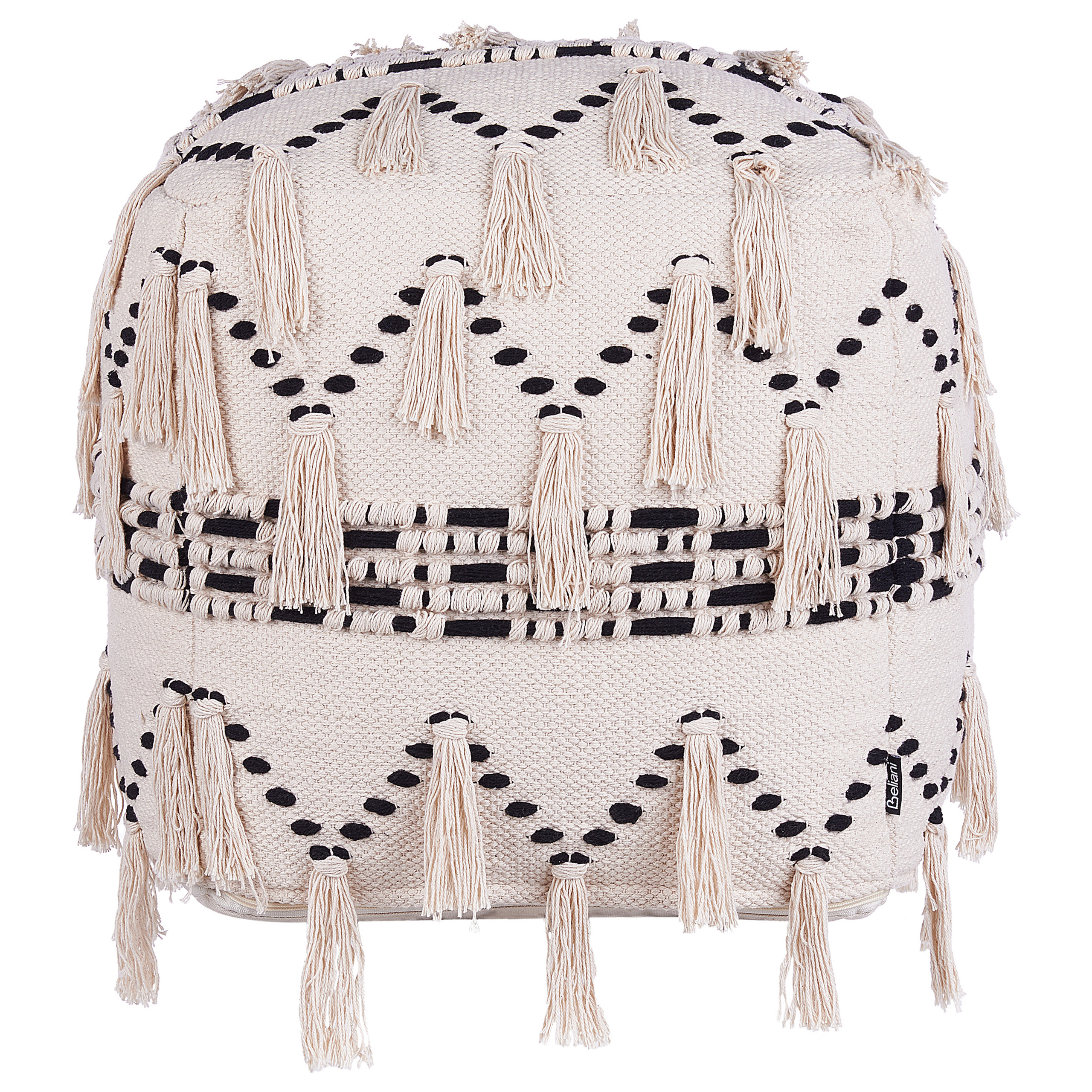 Poef katoen beige/zwart THONDI