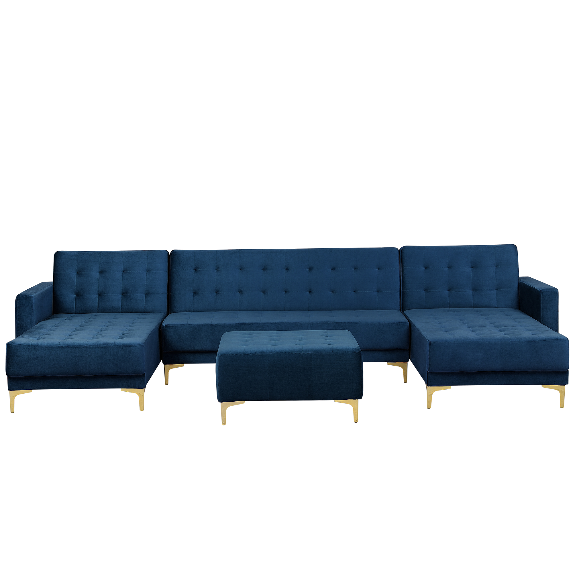 Hoekbank (u-vormig) met ottomaan Fluweel Symmetrisch Marineblauw ABERDEEN