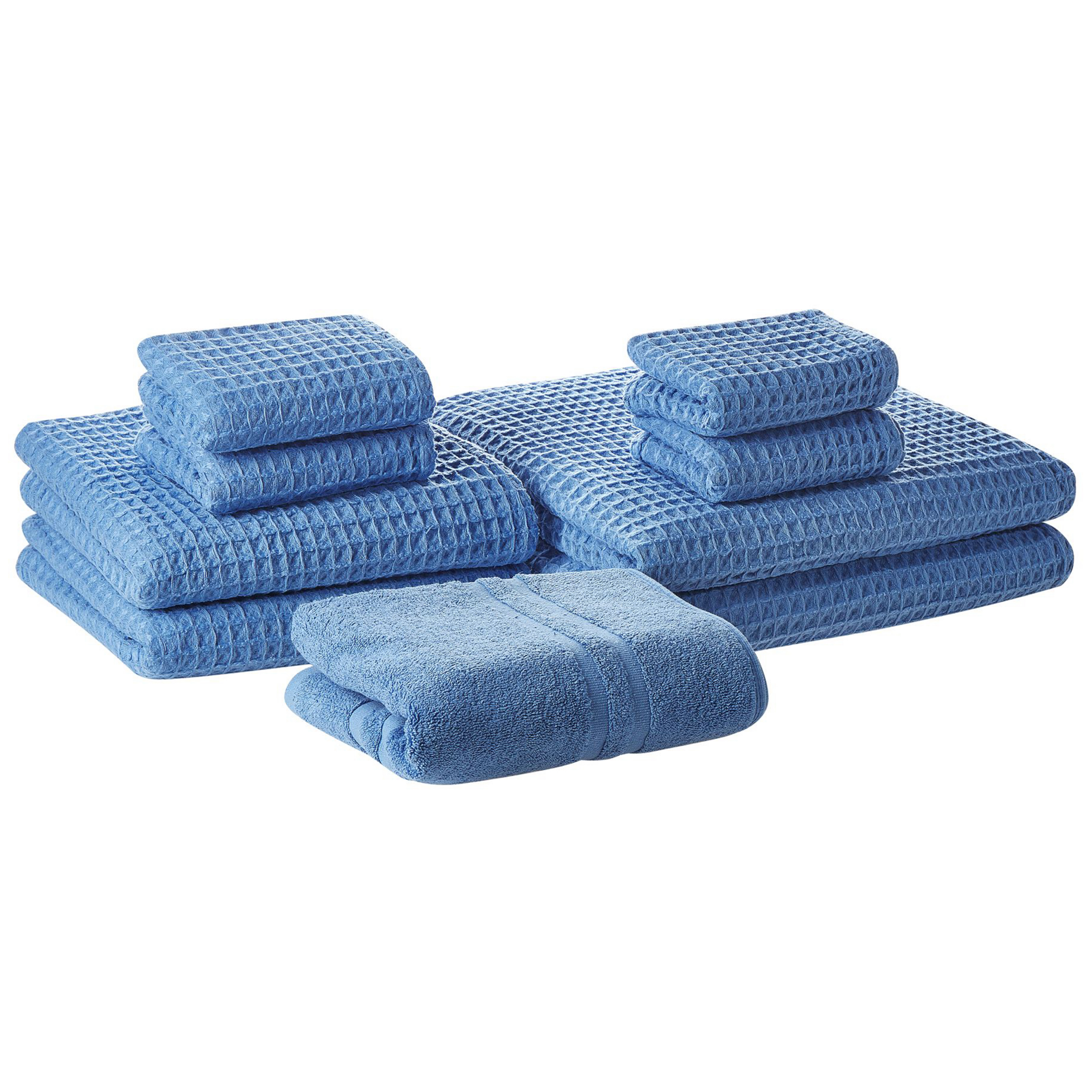 Handdoek set van 9 katoen blauw AREORA