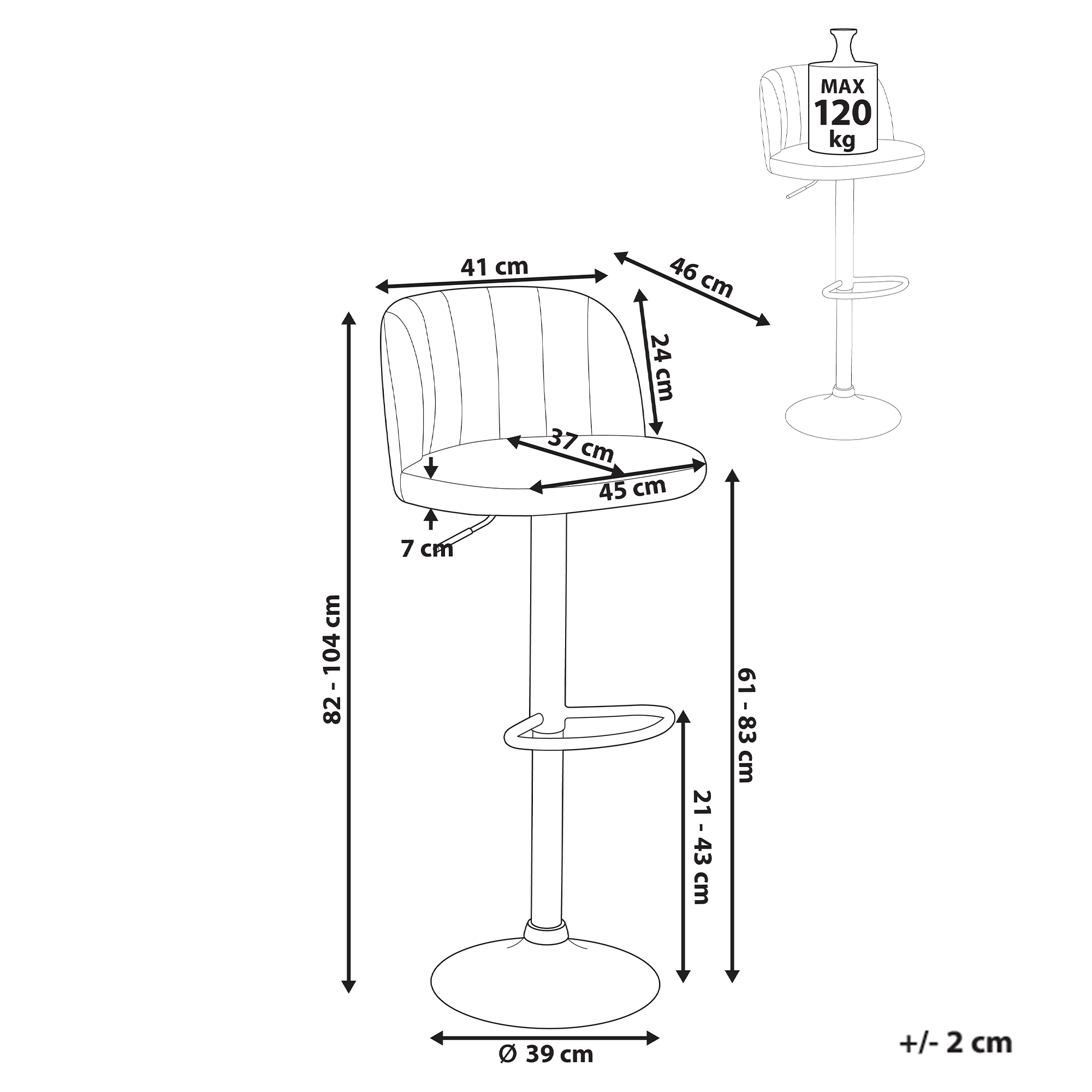 Set of 2 bar stools VLORE Eco-leather Swivel Brown [3]