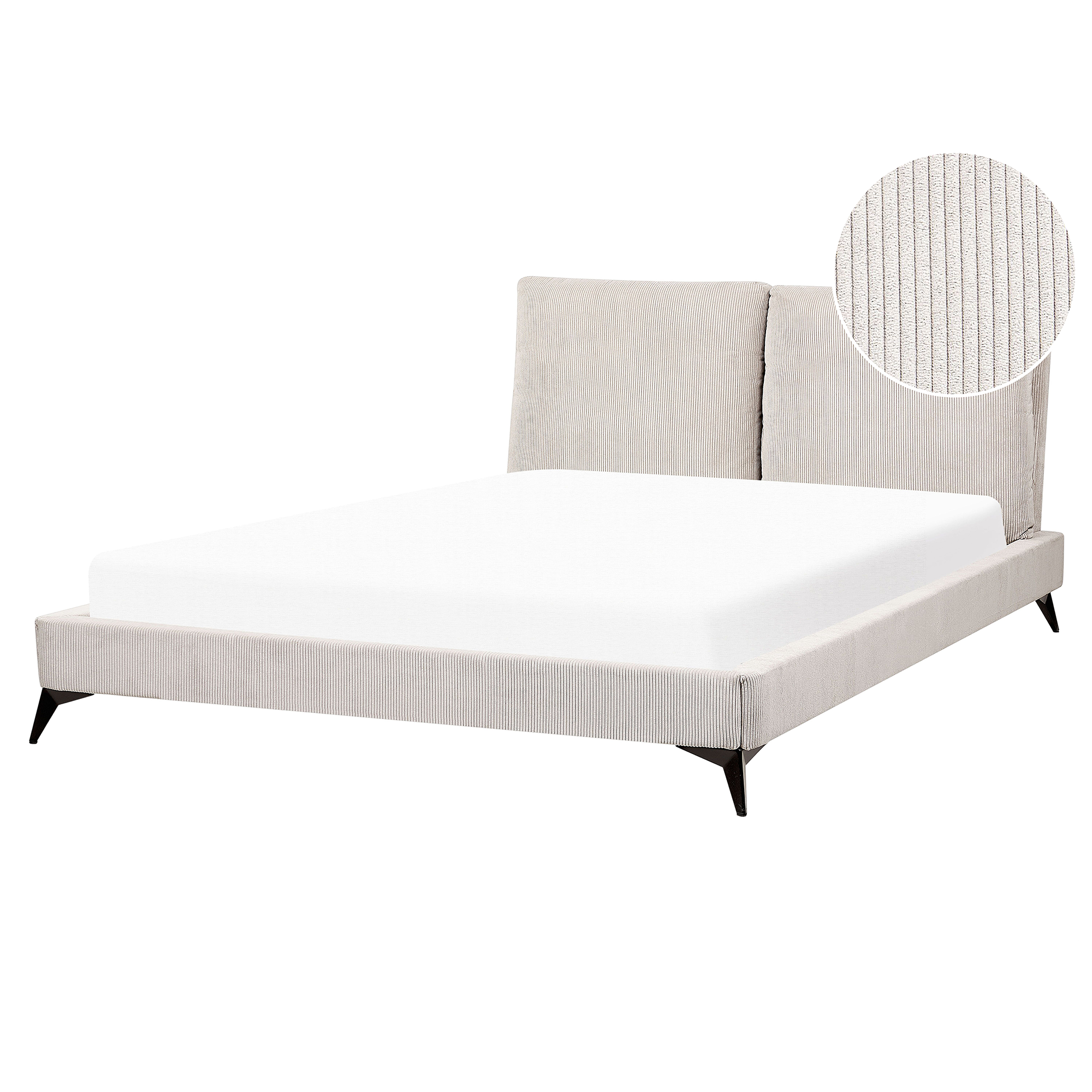 Bed corduroy lichtbeige 160 x 200 cm MELLE