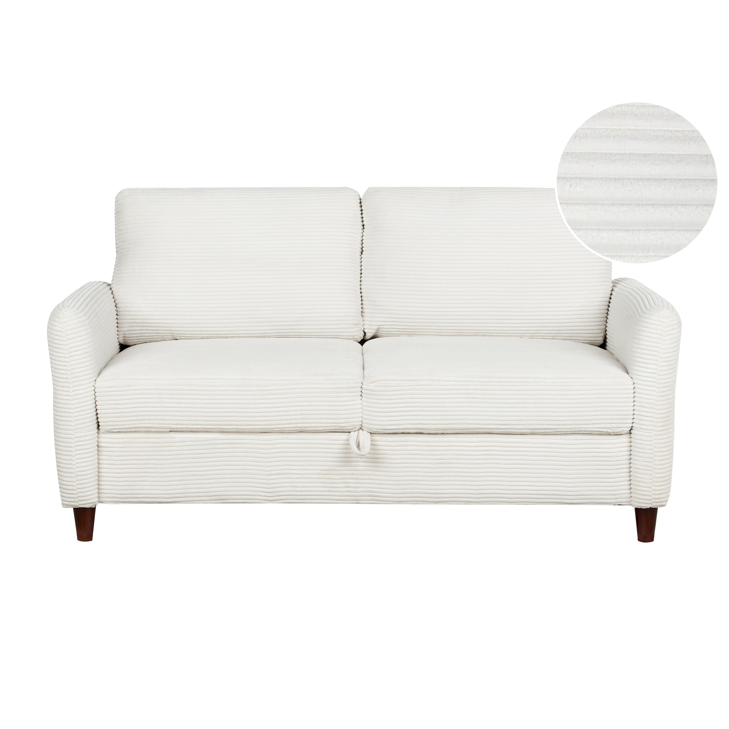 Tweezitsbank met opbergruimte corduroy wit MARE