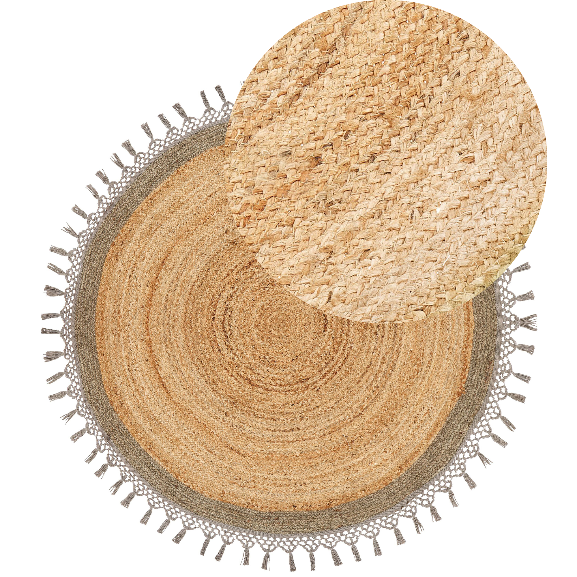 Vloerkleed jute beige/grijs ⌀ 140 cm MARTS