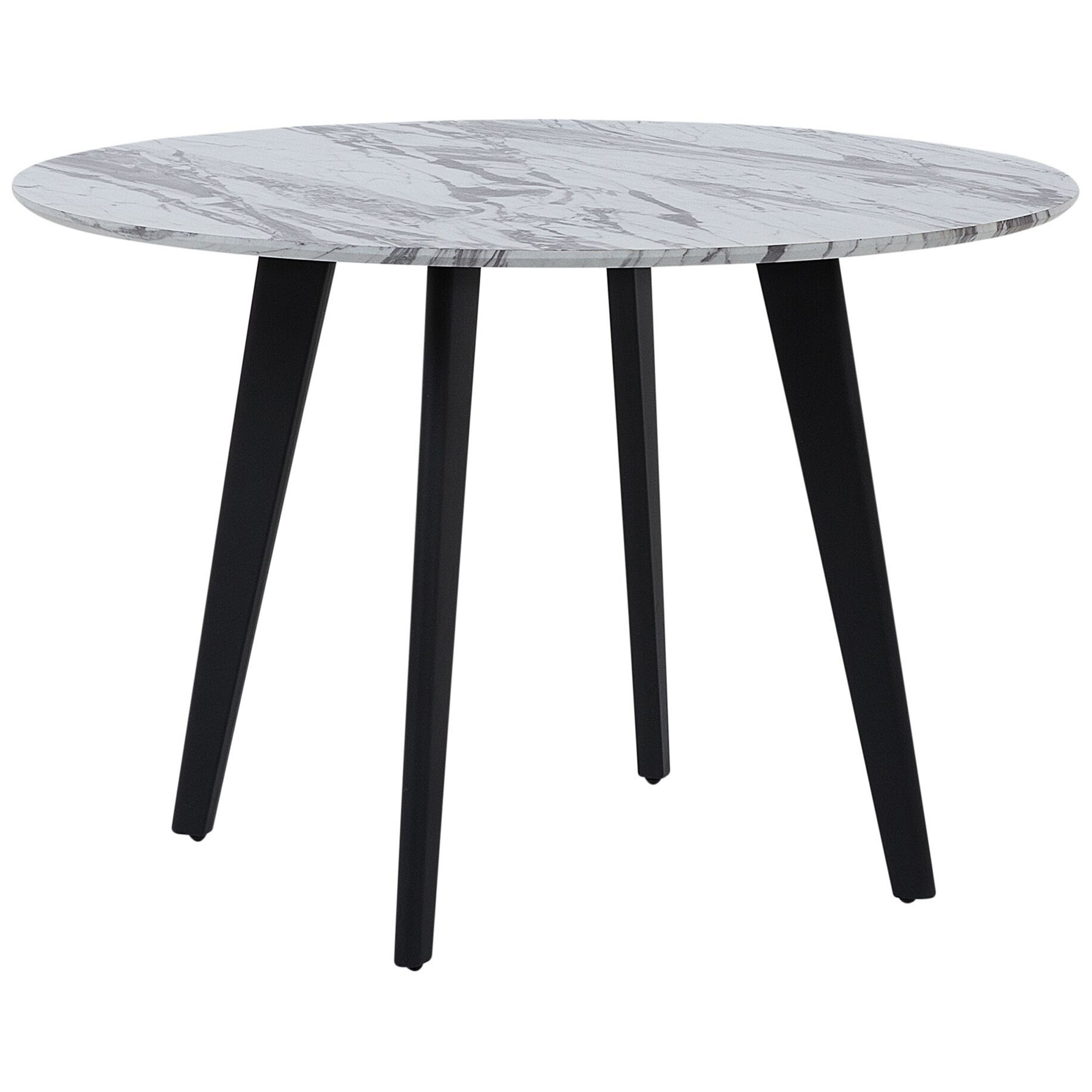 Eettafel MDF marmerlook/zwart ⌀ 110 cm MOSBY