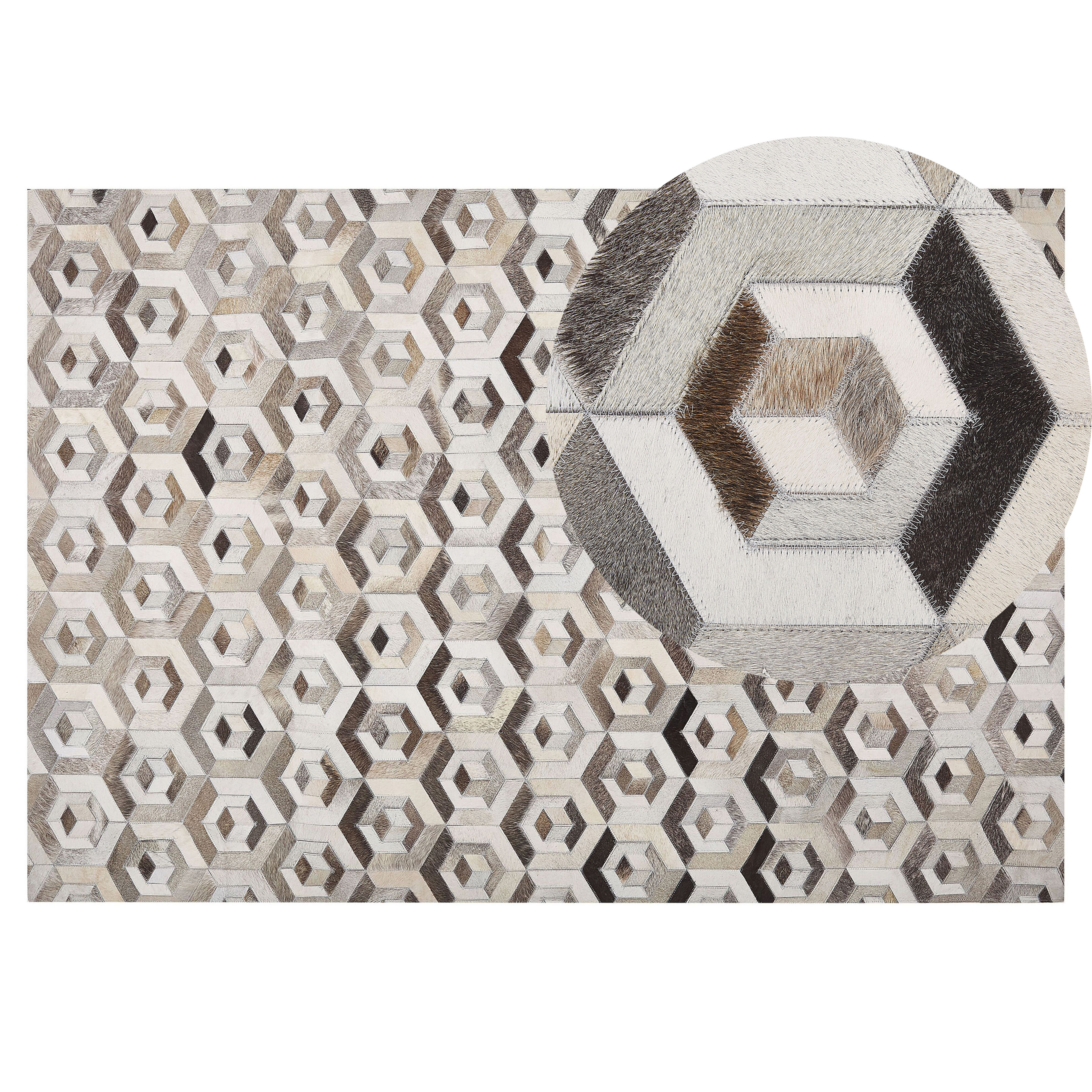 Vloerkleed patchwork bruin/beige 140 x 200 cm TAVAK