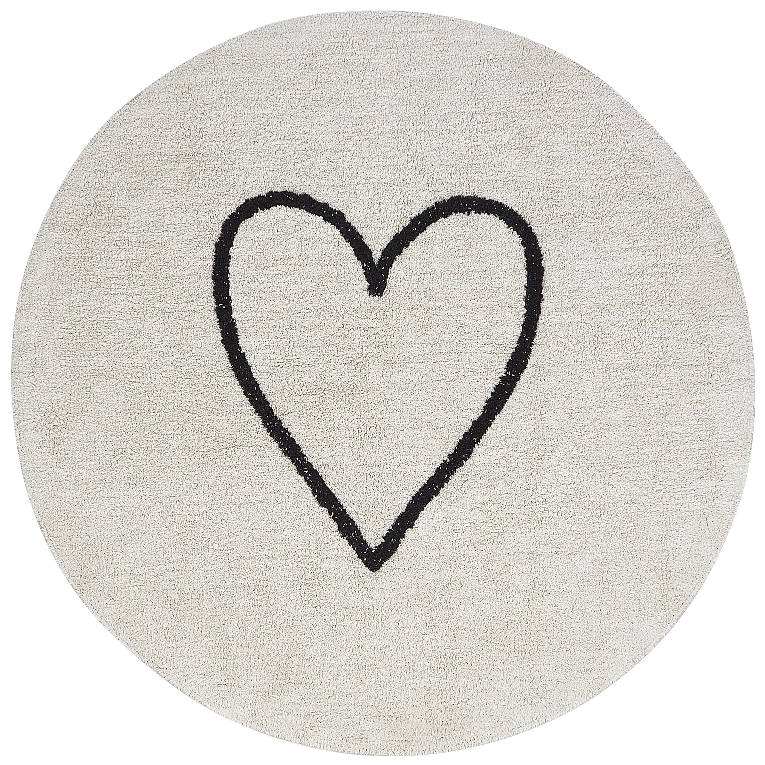 Vloerkleed katoen beige/zwart ⌀ 140 cm HEART