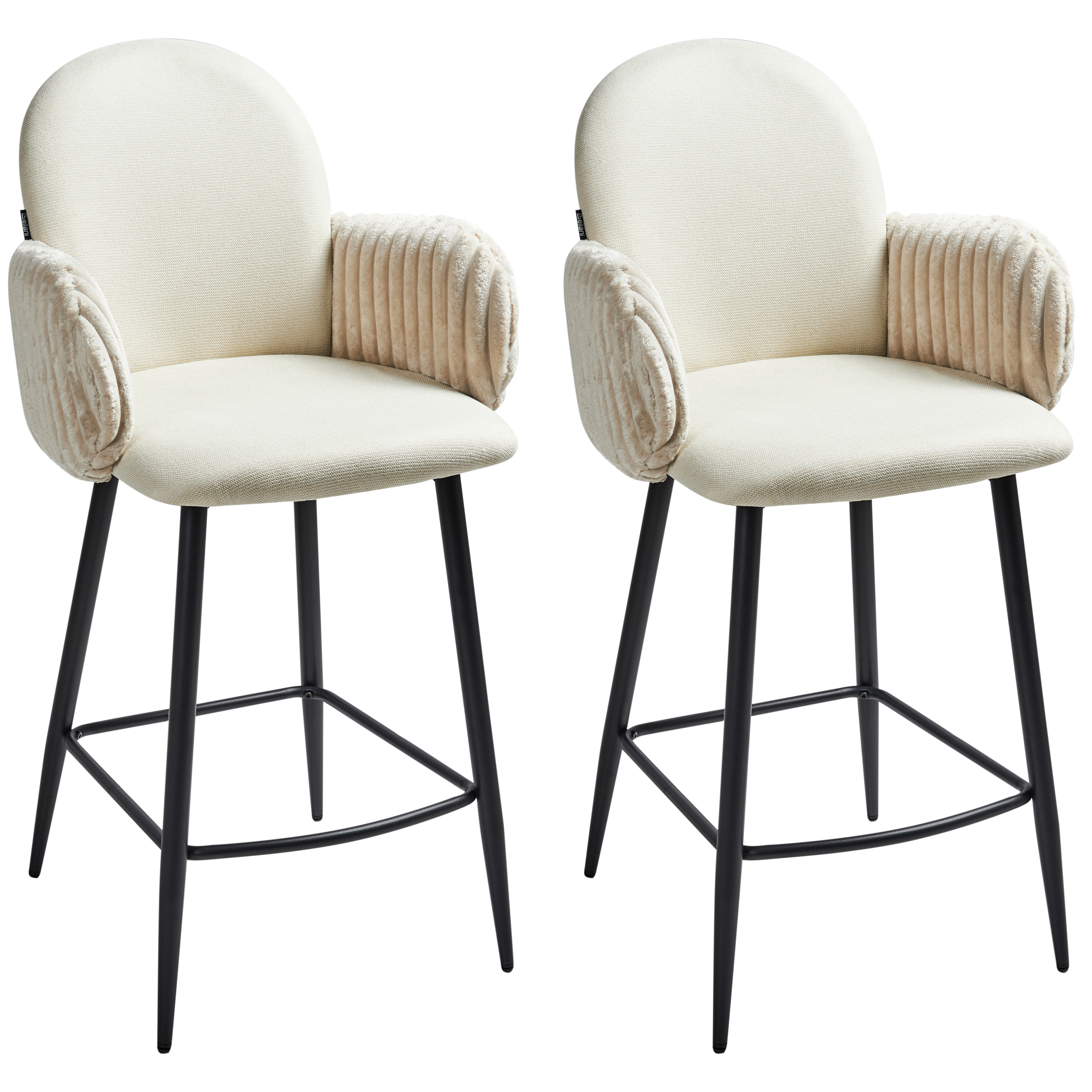 Set of 2 AMITY Bar Stools Light Beige [2]