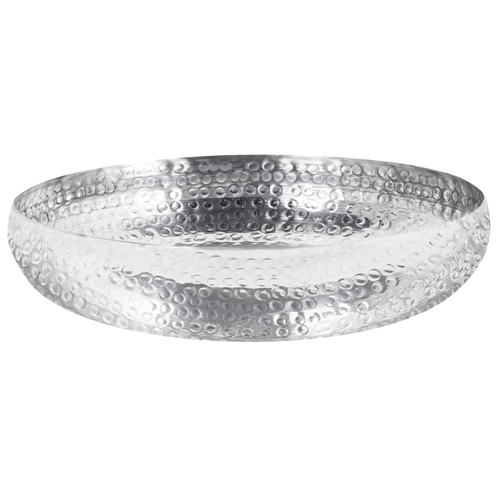 Image of Ciotola decorativa in metallo argentato rotondo moderno soggiorno glamour pezzo decorativo