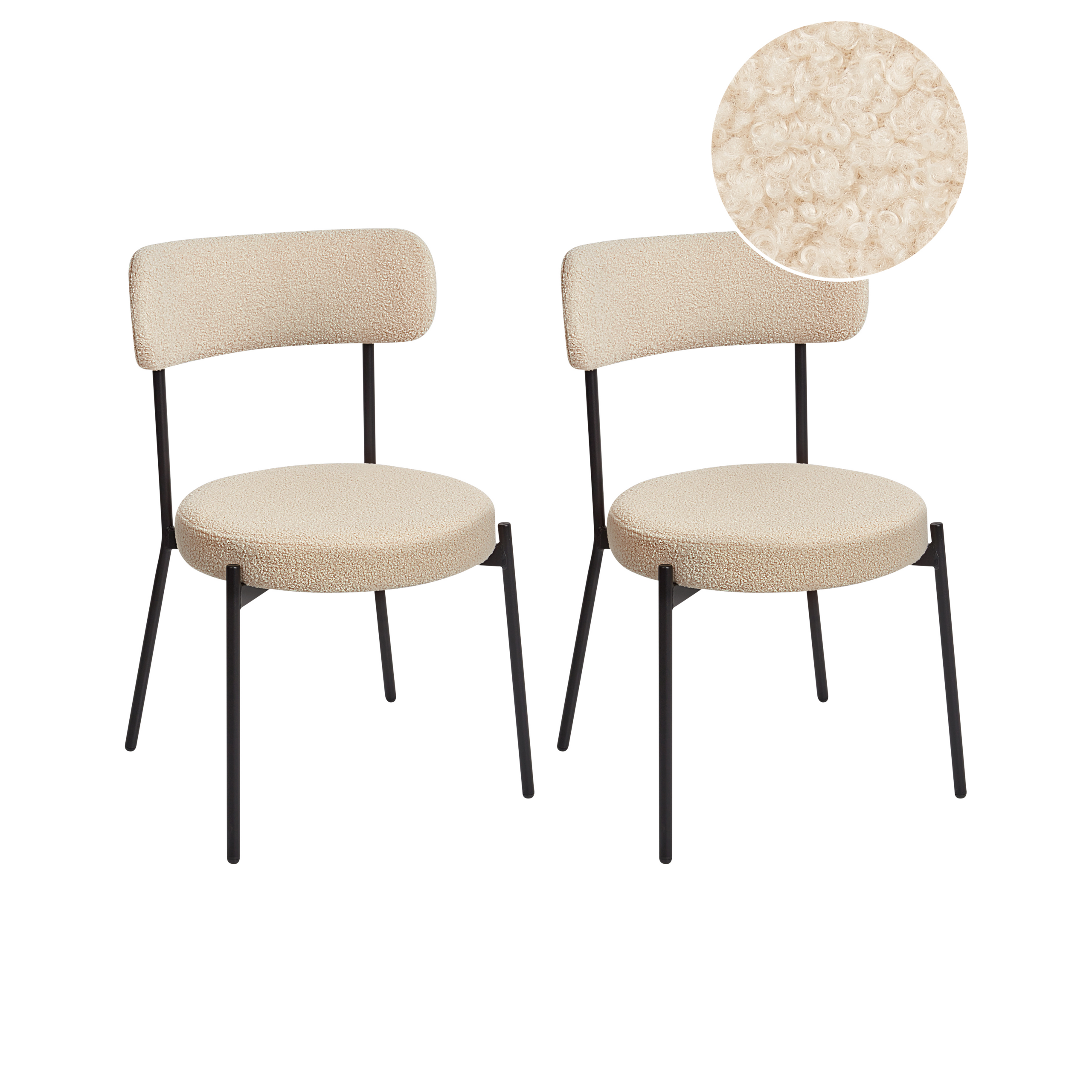 Eetkamerstoel Set van 2 Bouclé Lichtbeige ALLISON