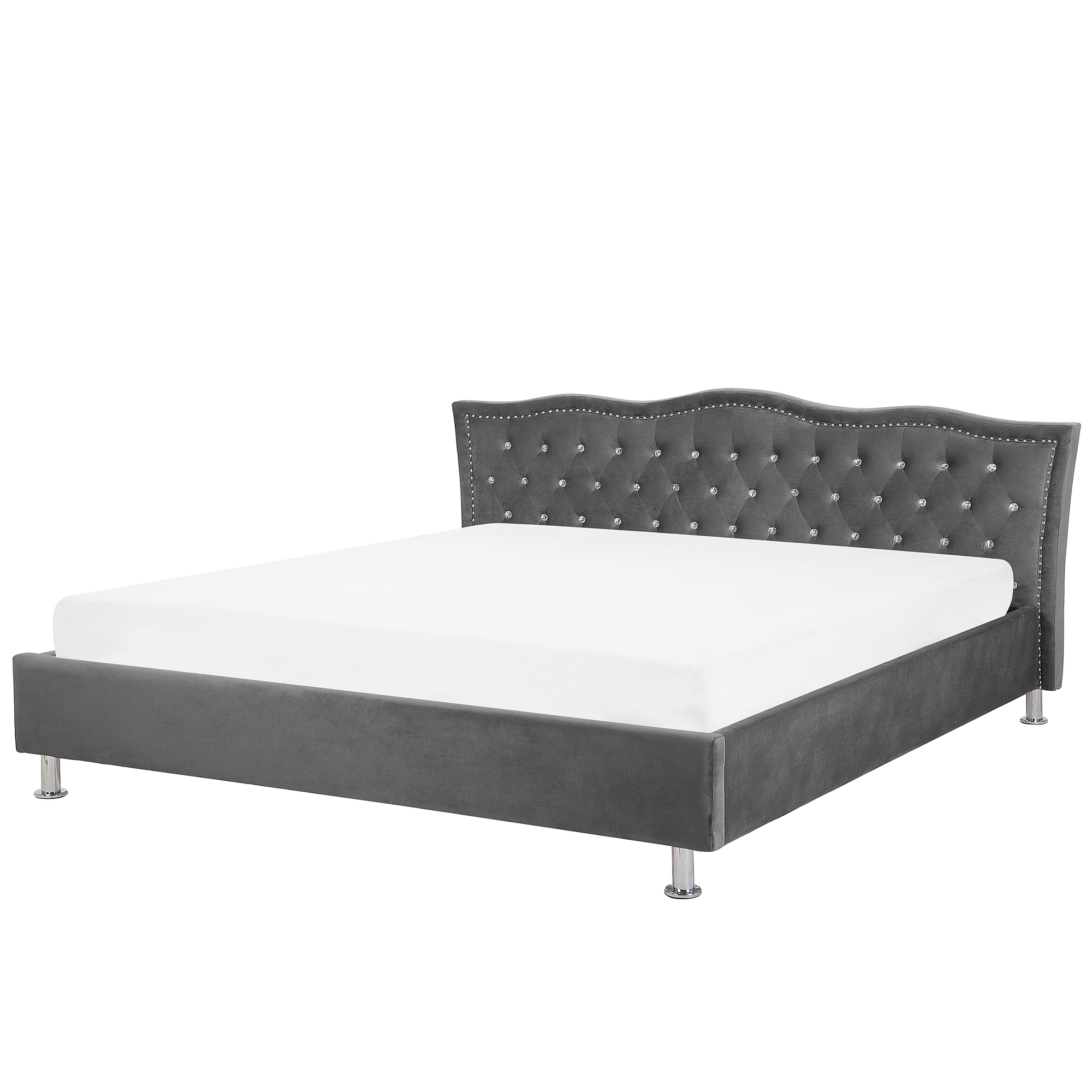 Bed fluweel donkergrijs 180 x 200 cm METZ