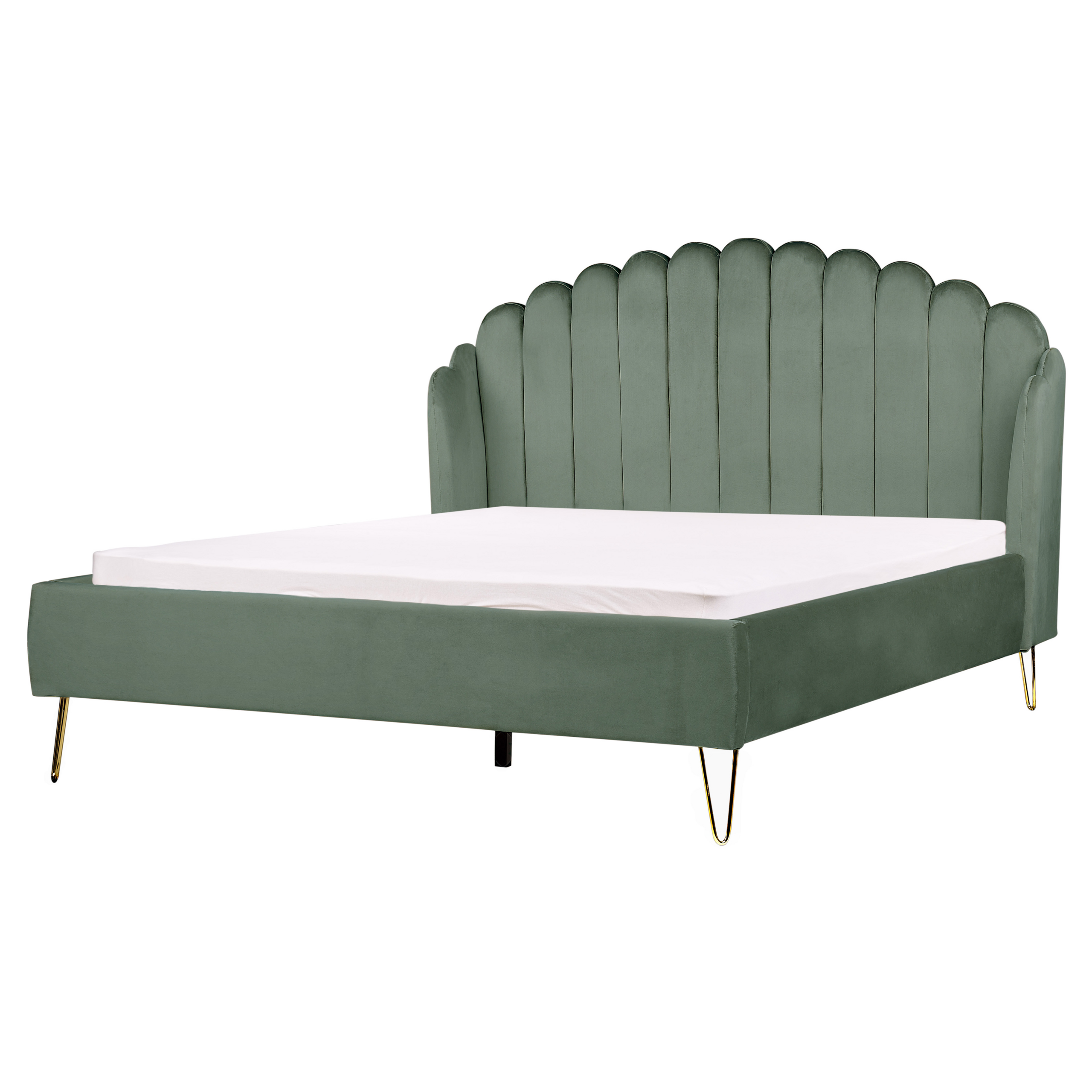 Bed fluweel groen 160 x 200 cm AMBILLOU