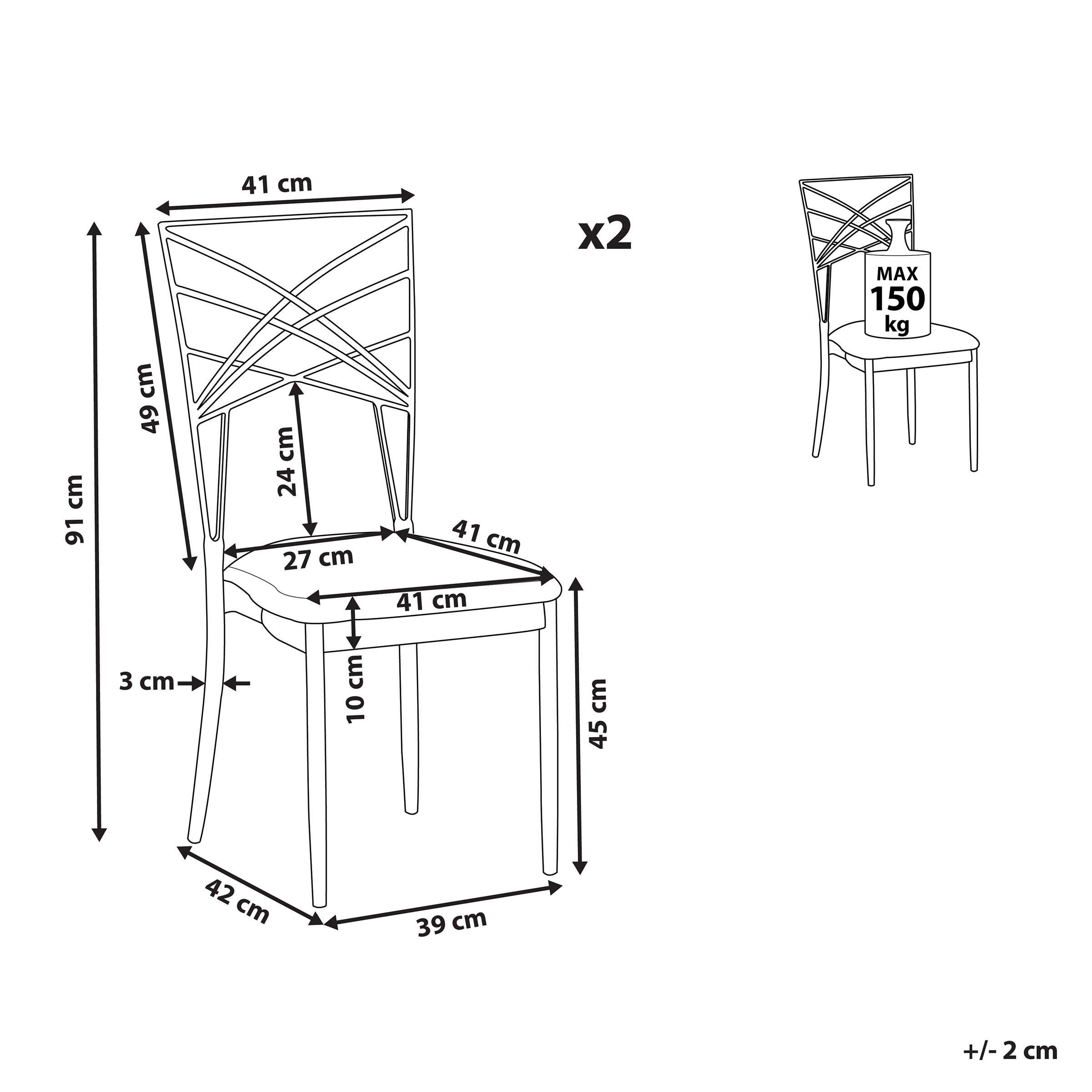Set of 2 dining chairs GIRARD Metal Silver [3]