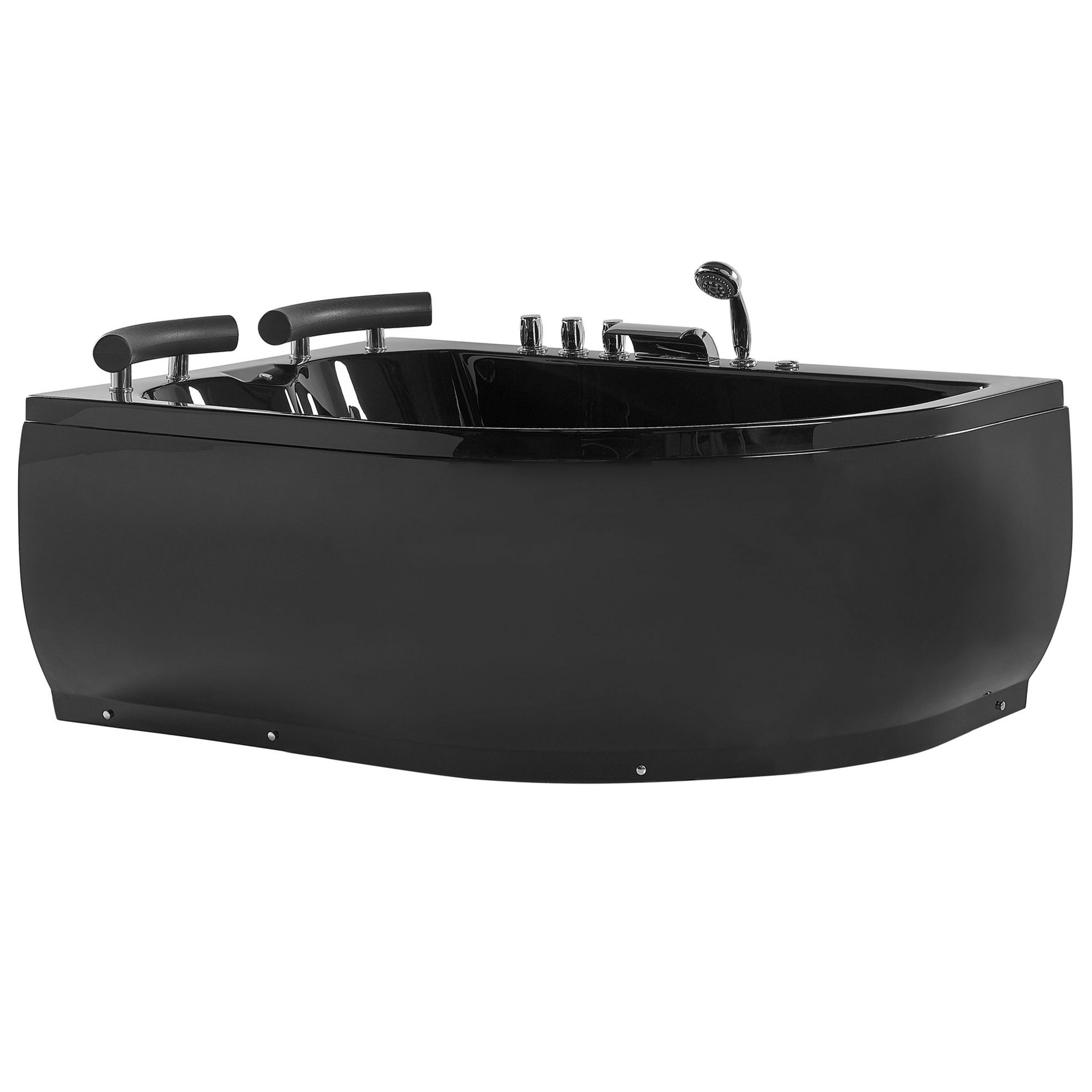 Hoekbad whirlpool LED zwart 158 x 113 cm rechtszijdig PARADISO