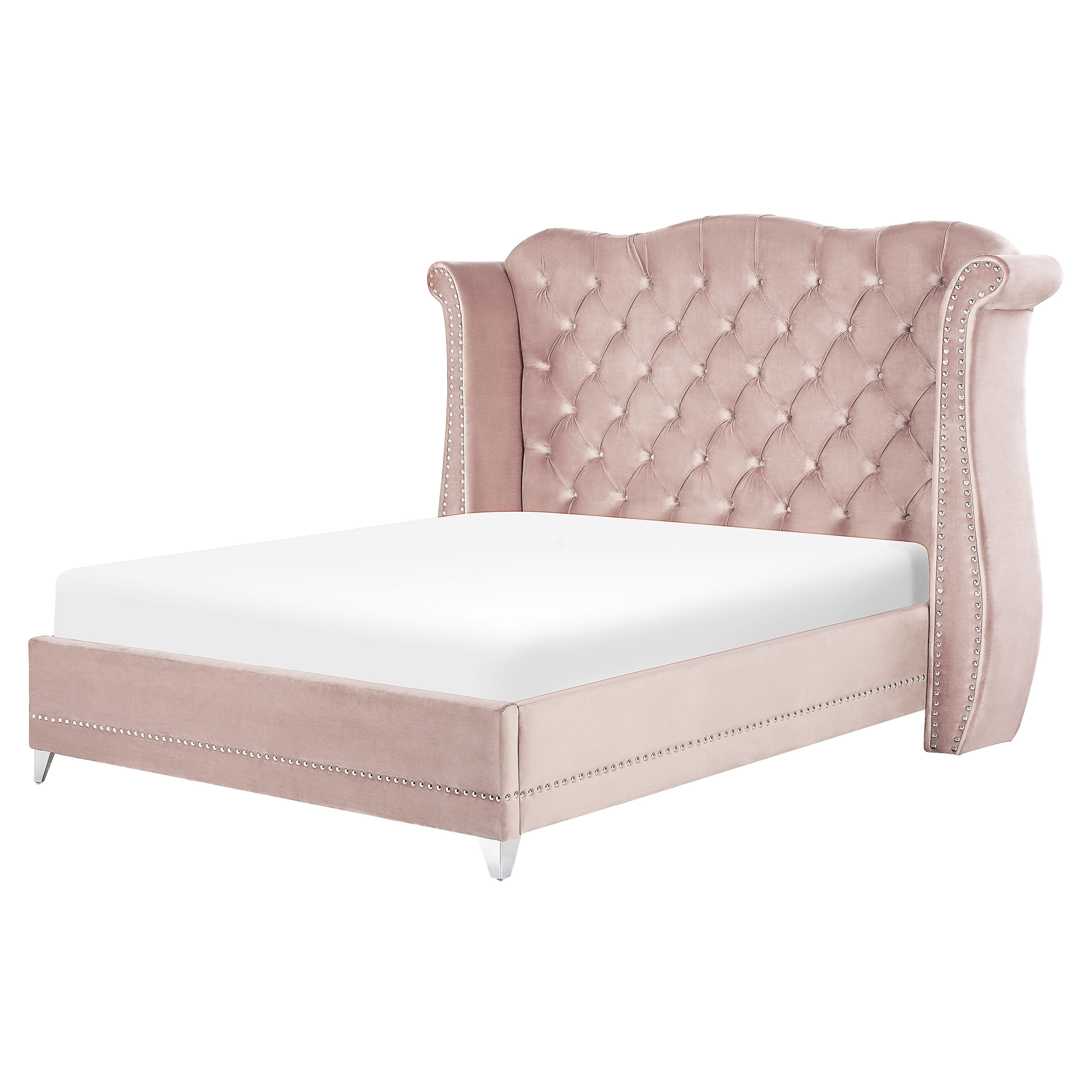 Bed fluweel lichtroze 180 x 200 cm AYETTE