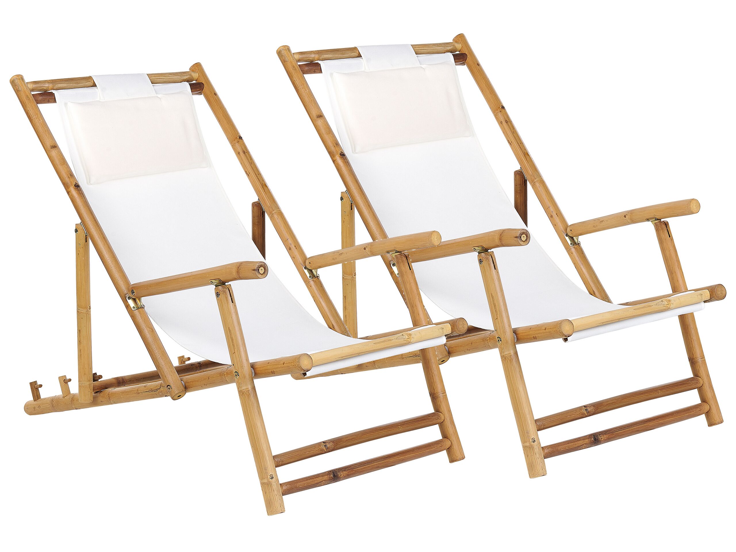 Trendy Liege Hellbraun Bambusholz Auflage Beige 2Er Set Atrani