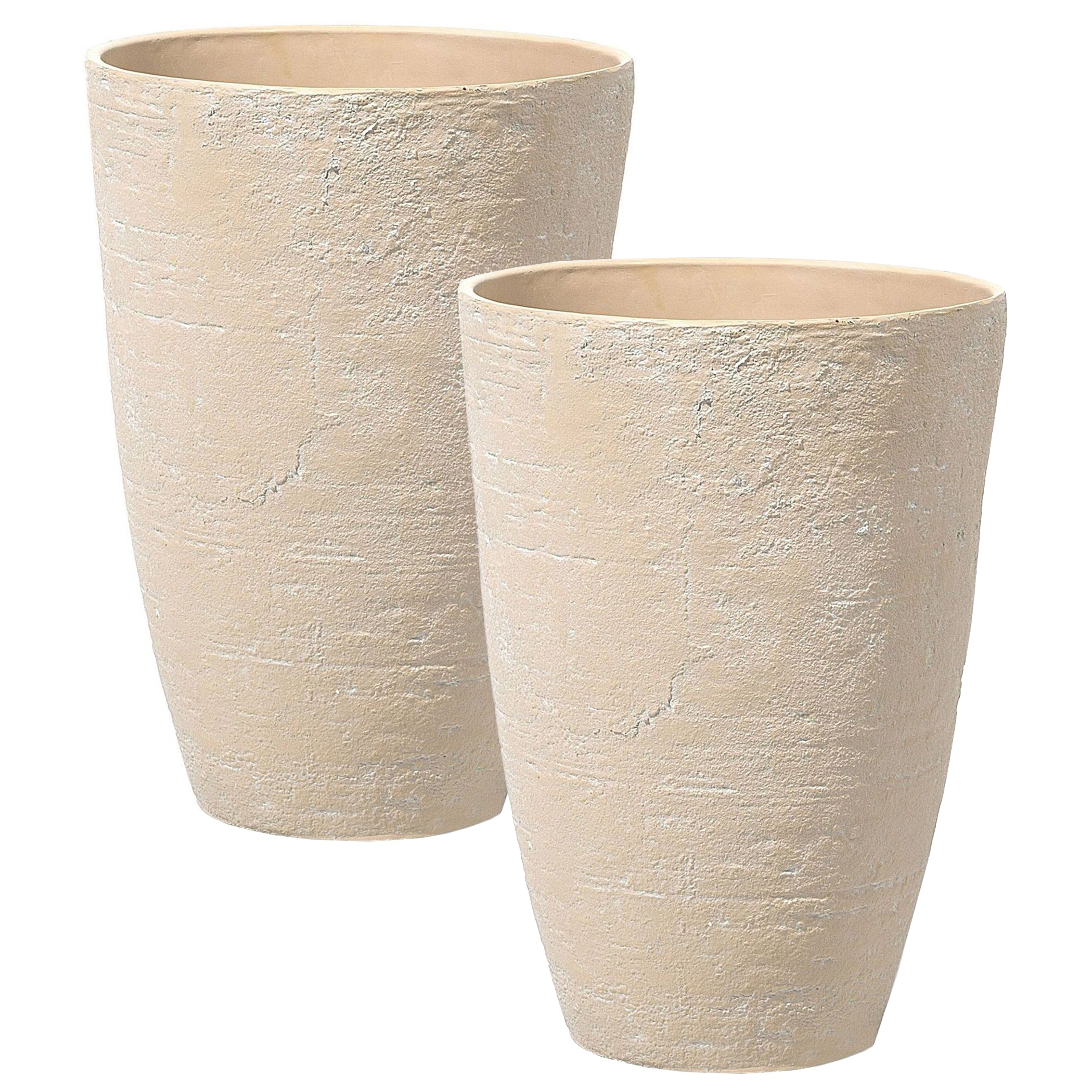 Bloempot set van 2 beige 43x43x60 cm CAMIA