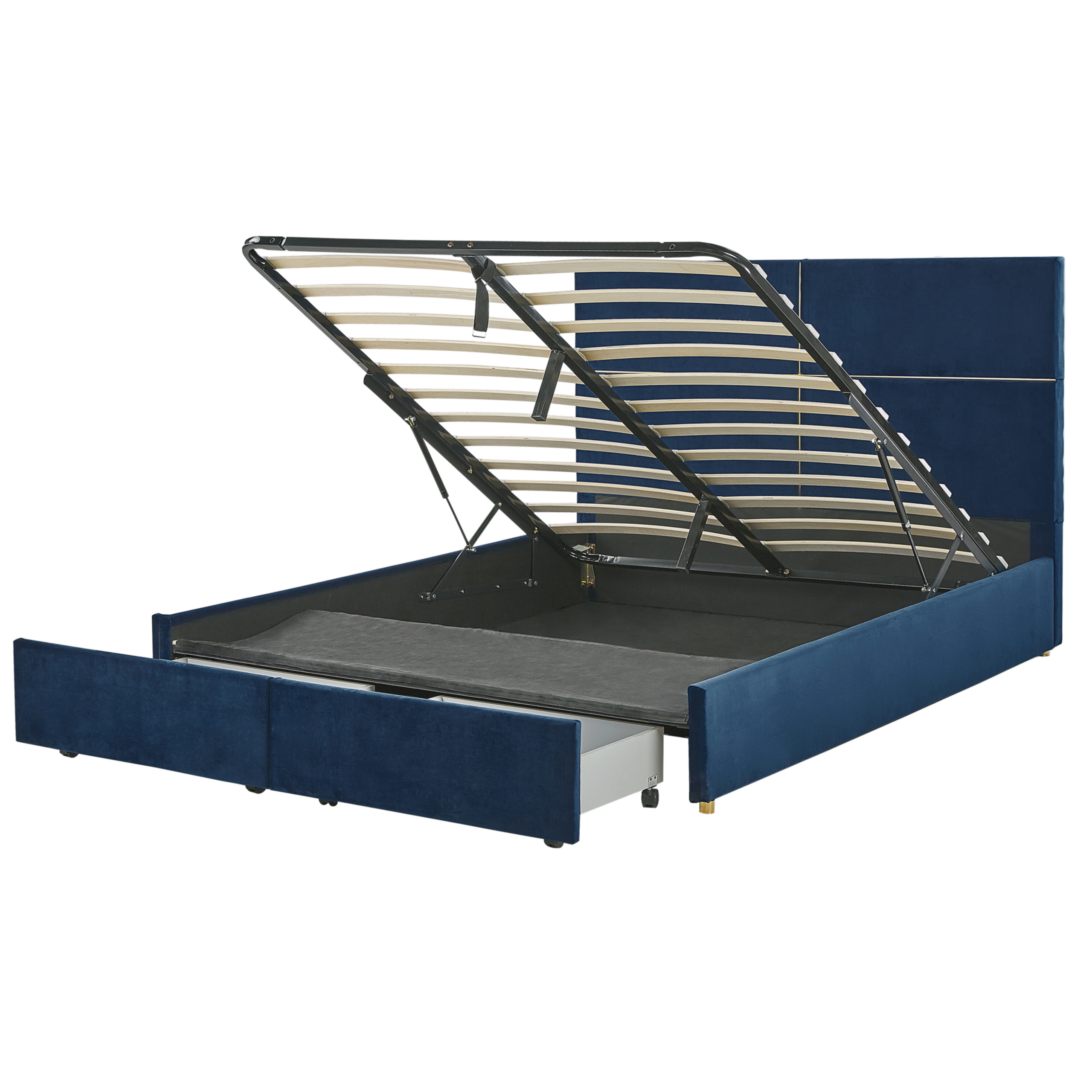 Bed met opbergruimte fluweel blauw VERNOYES